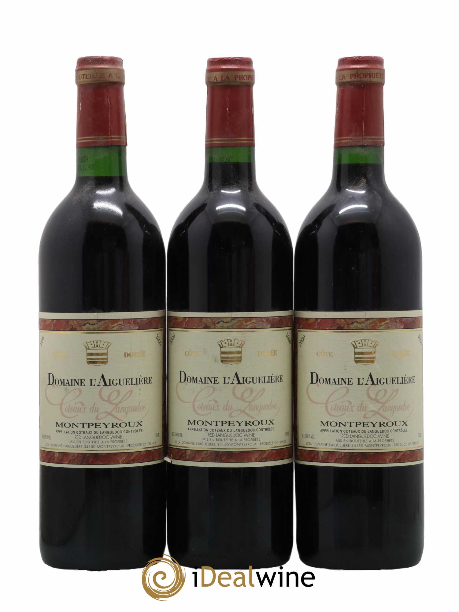 Languedoc Montpeyroux Domaine de l' Aiguelière Cote Dorée A. Commeyras 2000 - Lot de 3 bouteilles - 0