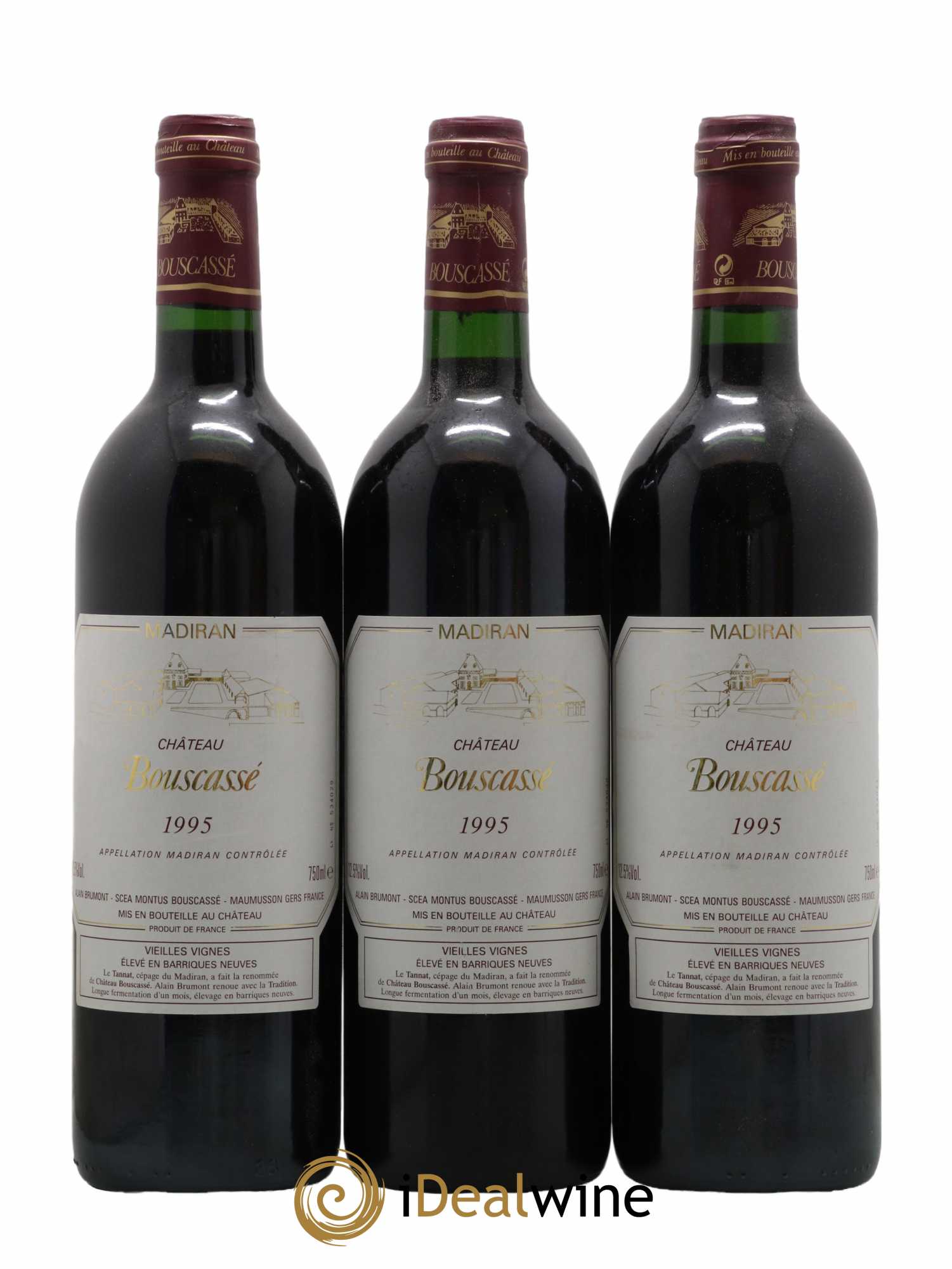 Madiran Vieilles Vignes Château Bouscassé - Alain Brumont 1995 - Lot de 3 bouteilles - 0