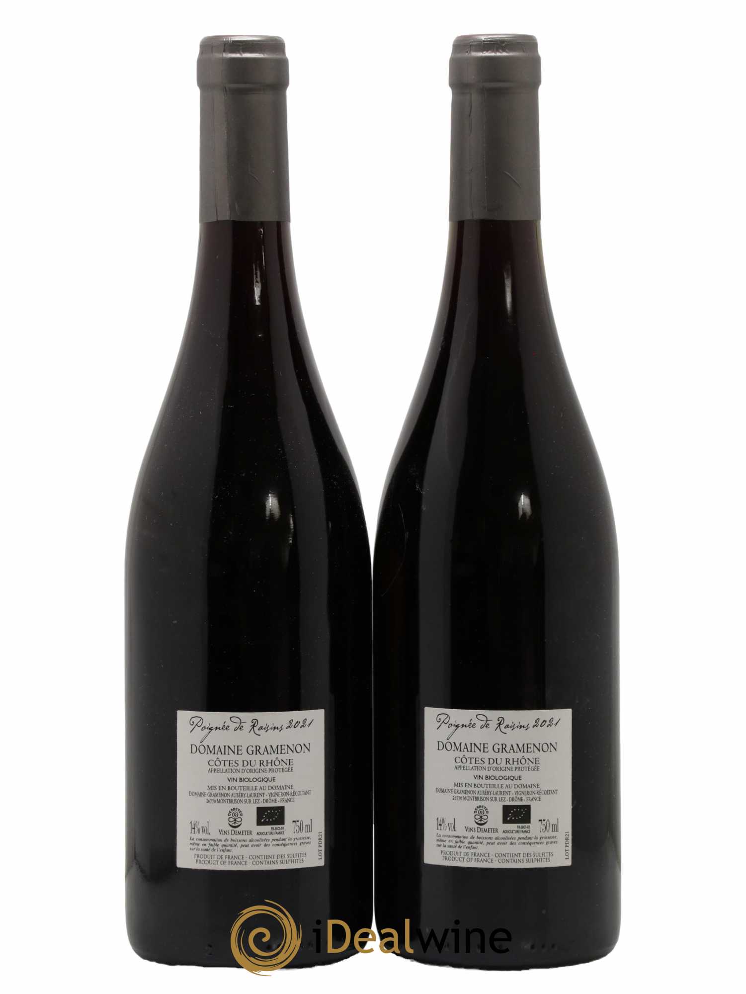 Côtes-du-Rhône Poignée de raisins Gramenon (Domaine) 2021 - Lot de 2 bouteilles - 1