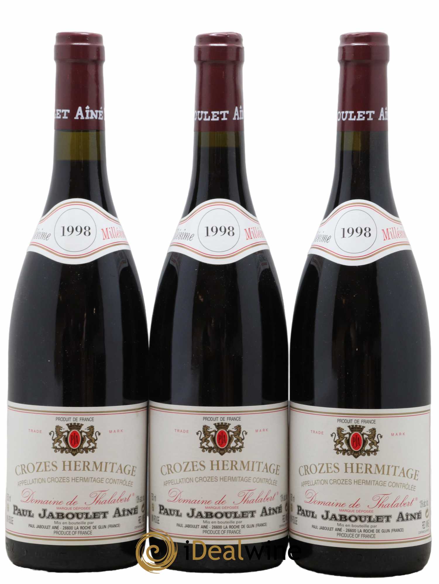 Crozes-Hermitage Domaine de Thalabert Paul Jaboulet Ainé 1998 - Lot de 3 bouteilles - 0