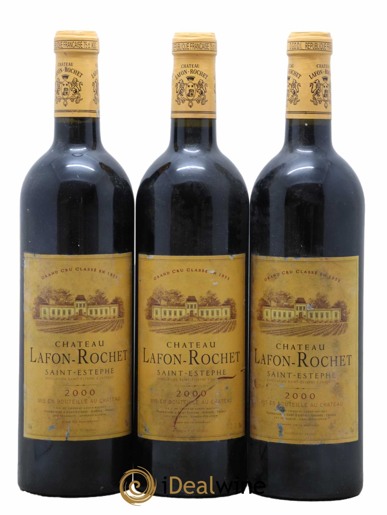 Château Lafon Rochet 4ème Grand Cru Classé 2000 - Lot de 3 bouteilles - 0