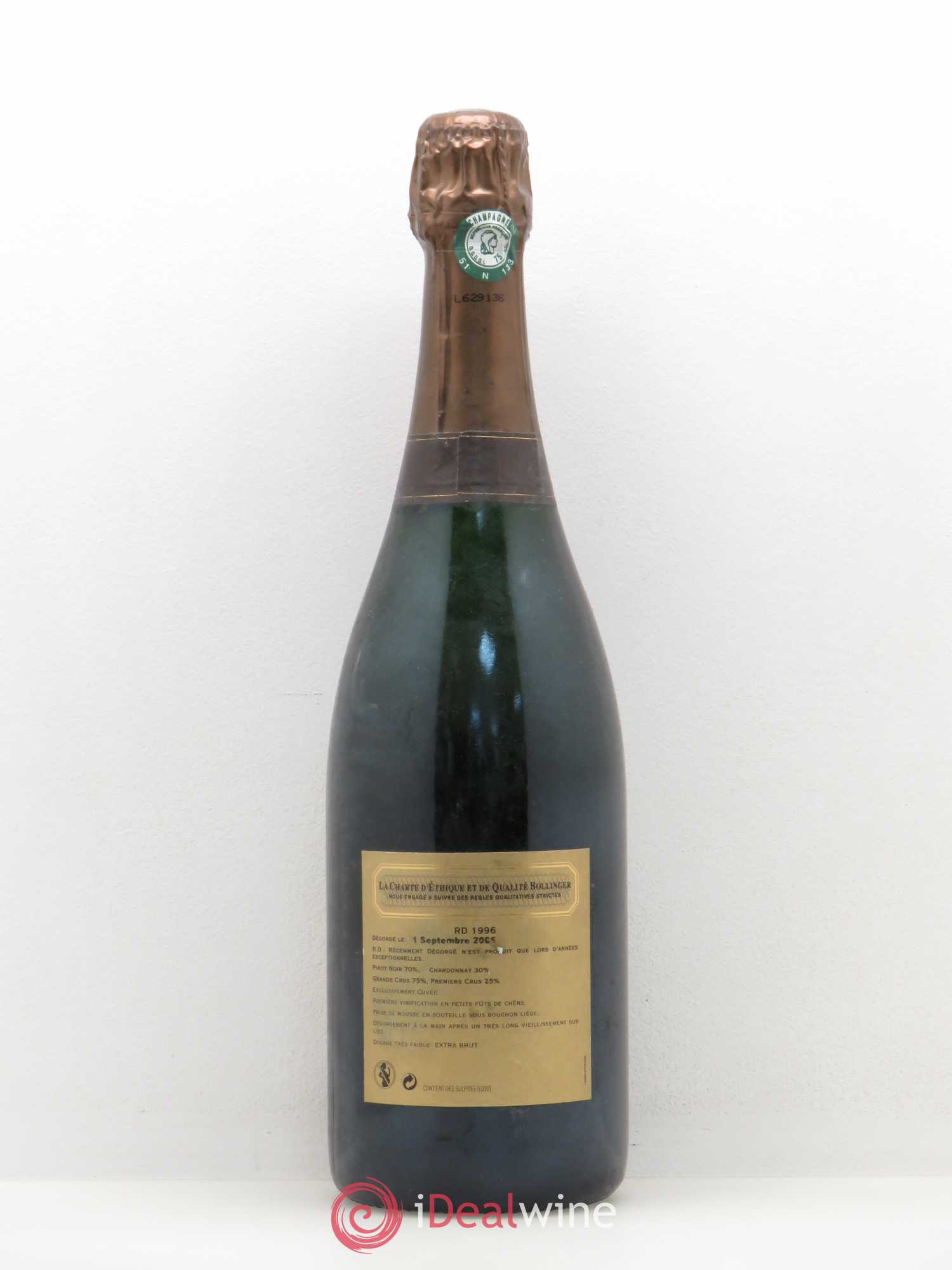 R.D. Extra-Brut Bollinger 1996 - Lot de 1 bouteille - 1