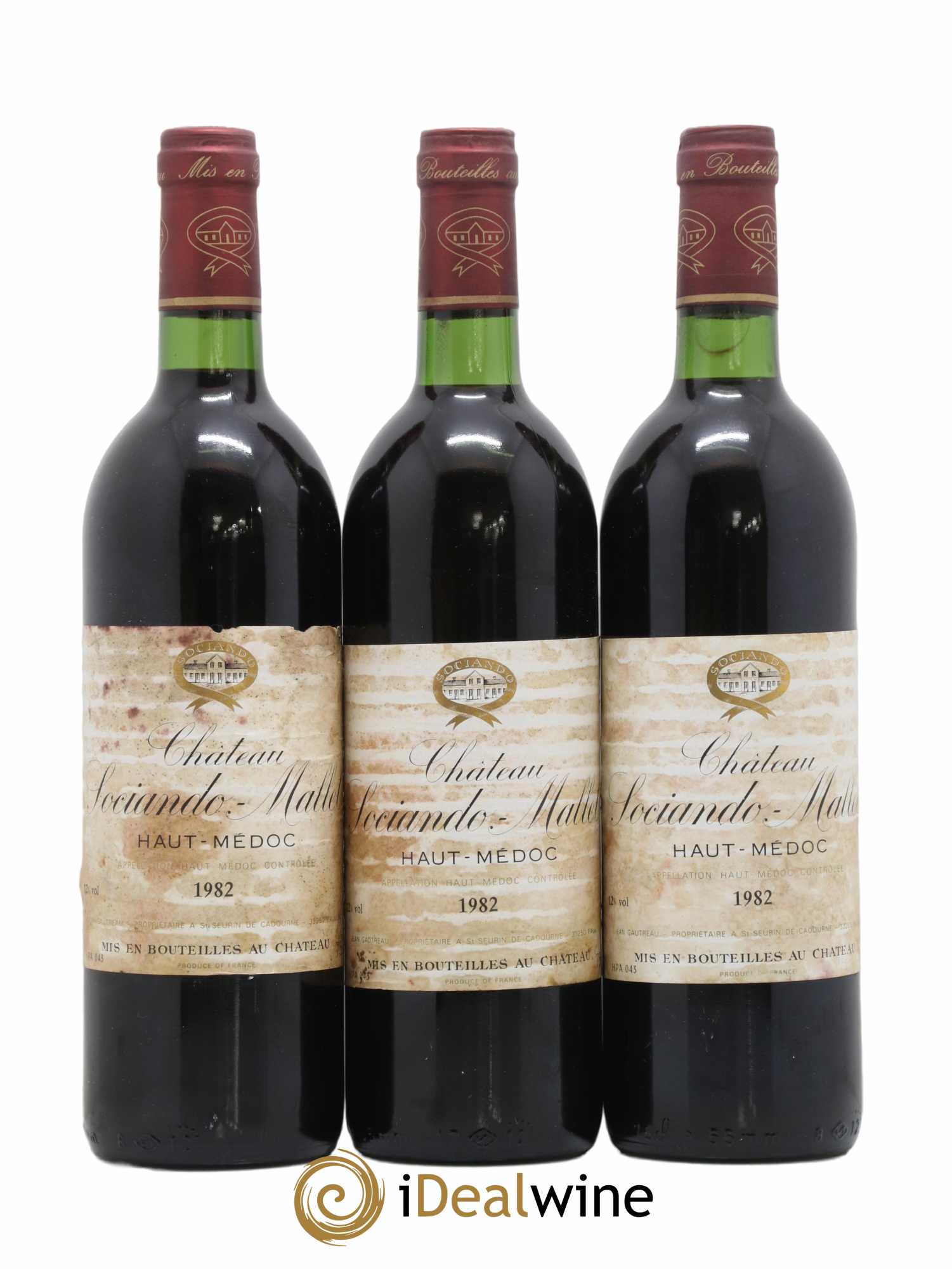Château Sociando Mallet 1982 - Lot de 3 bouteilles - 0