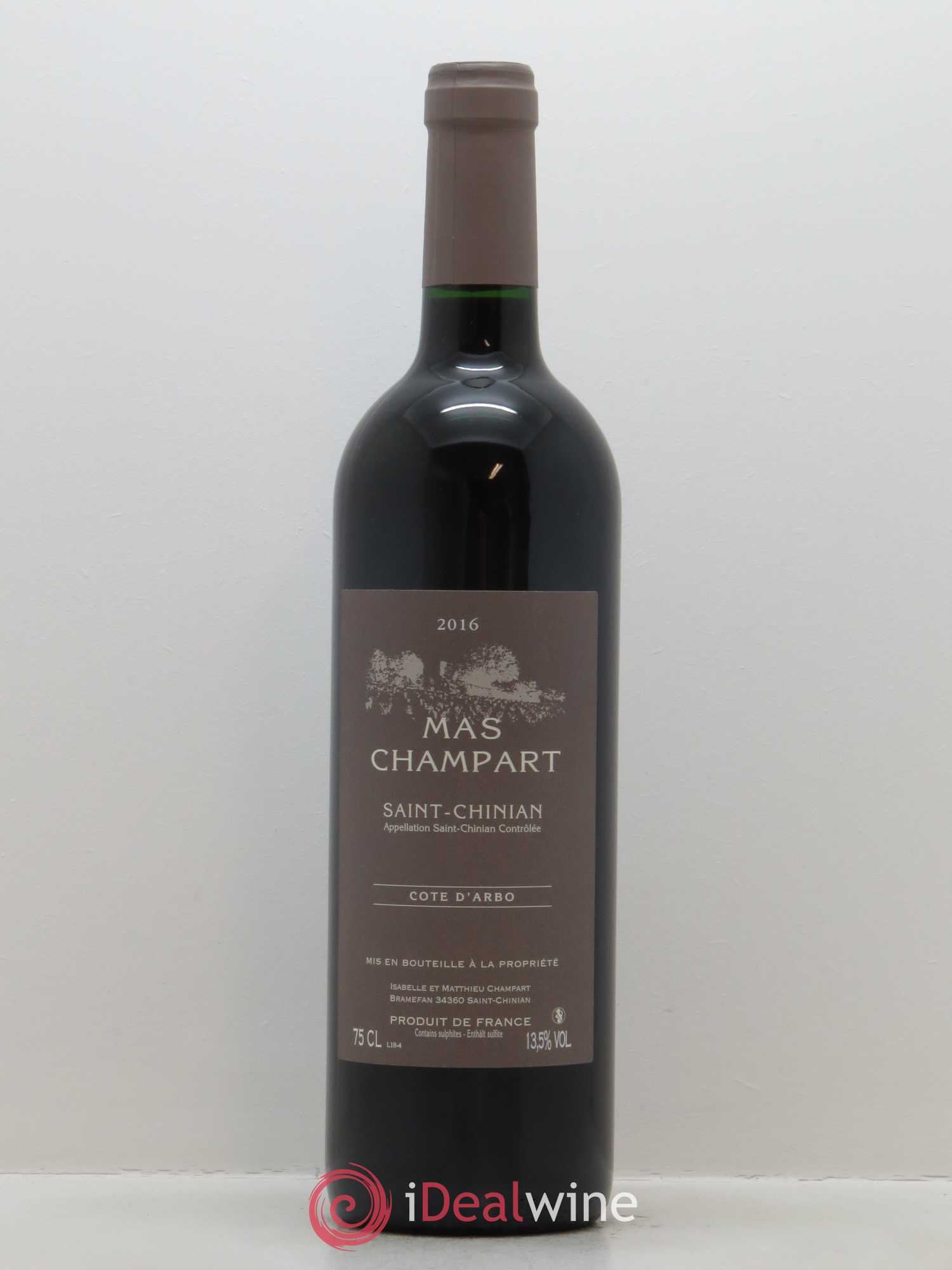 Saint-Chinian Mas Champart Côte d'Arbo Isabelle et Mathieu Champart 2016 - Lot de 1 bouteille - 0