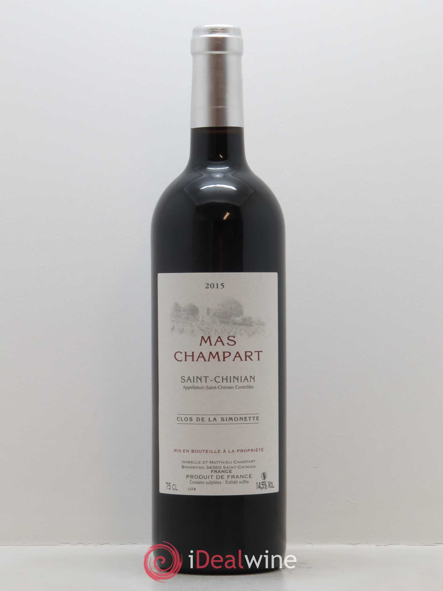 Saint-Chinian Mas Champart Clos de La Simonette Isabelle et Mathieu Champart 2015 - Lot de 1 bouteille - 0