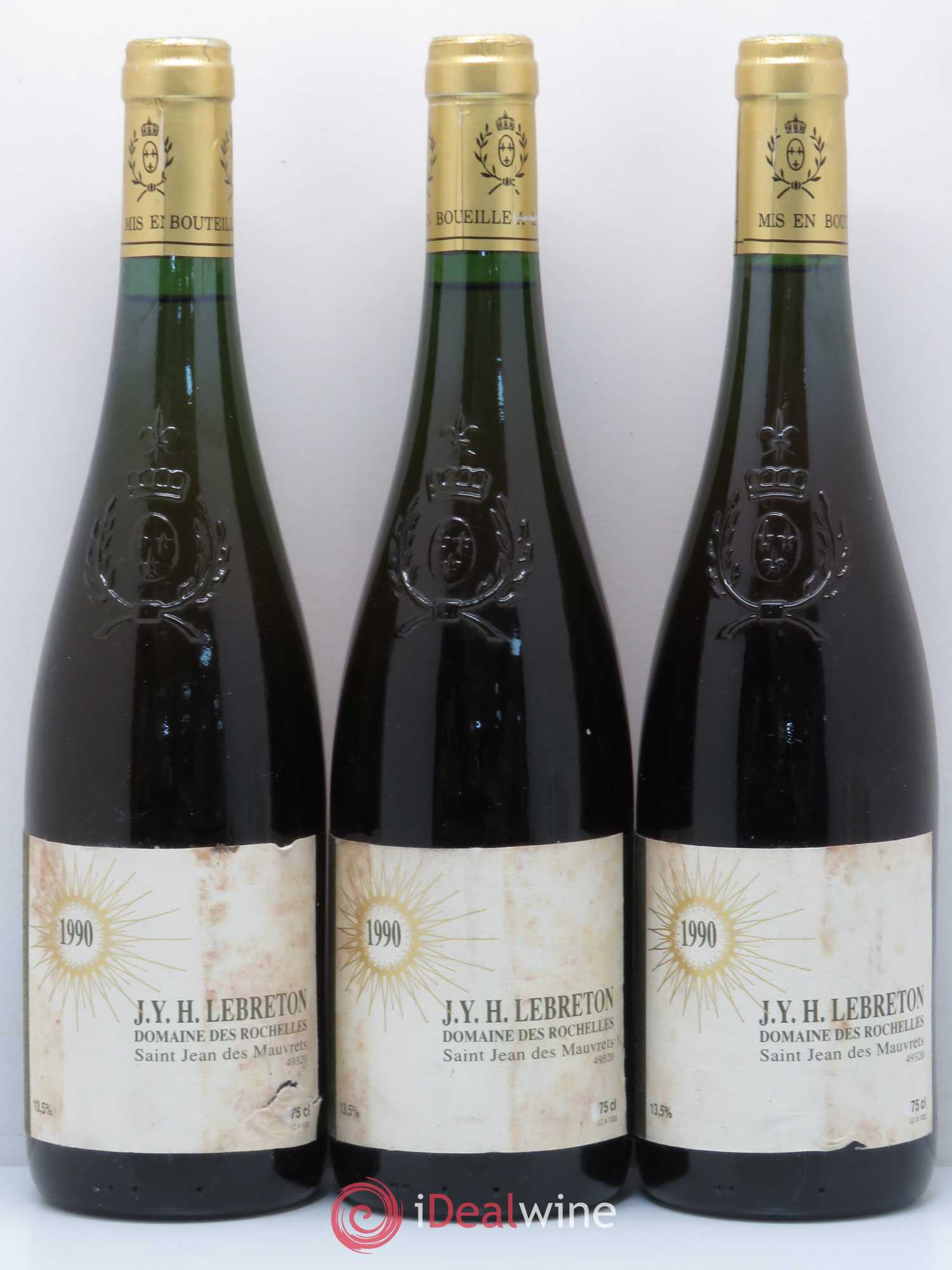Anjou Domaine des Rochelles Lebreton 1990 - Lot de 3 bouteilles - 0
