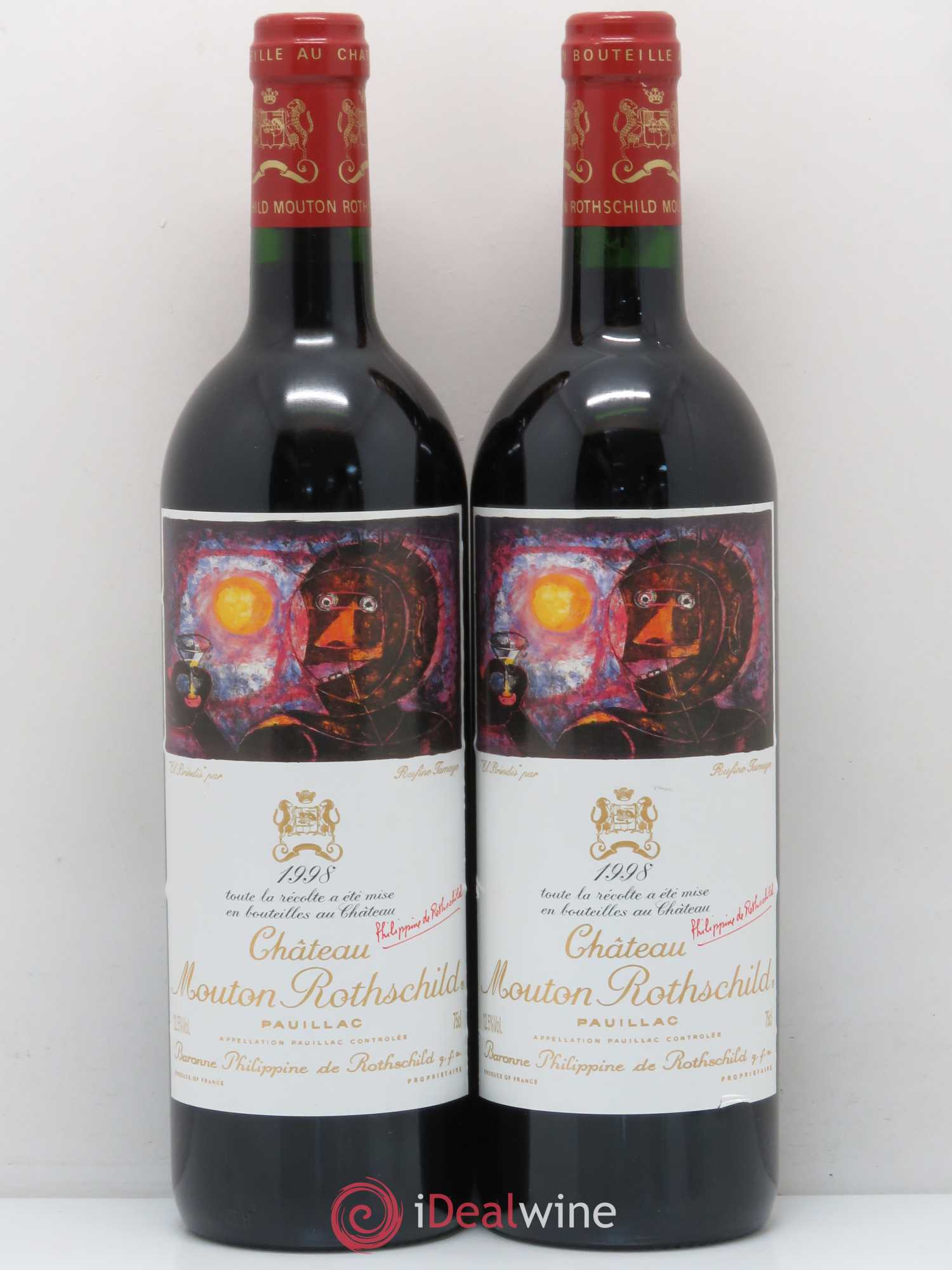 Château Mouton Rothschild 1er Grand Cru Classé 1998 - Lot de 2 bouteilles - 0