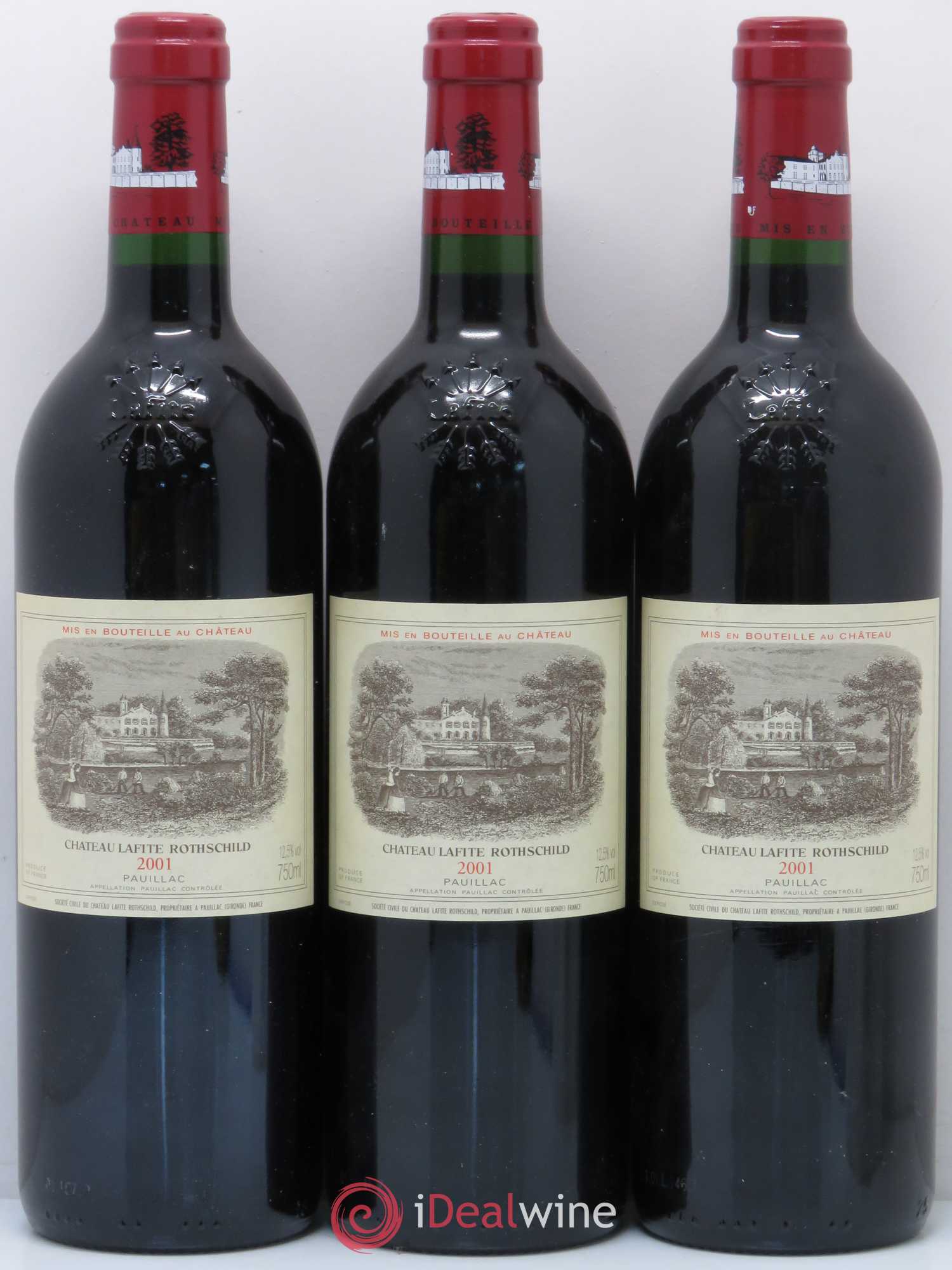 Château Lafite Rothschild 1er Grand Cru Classé 2001 - Lot de 3 bouteilles - 0