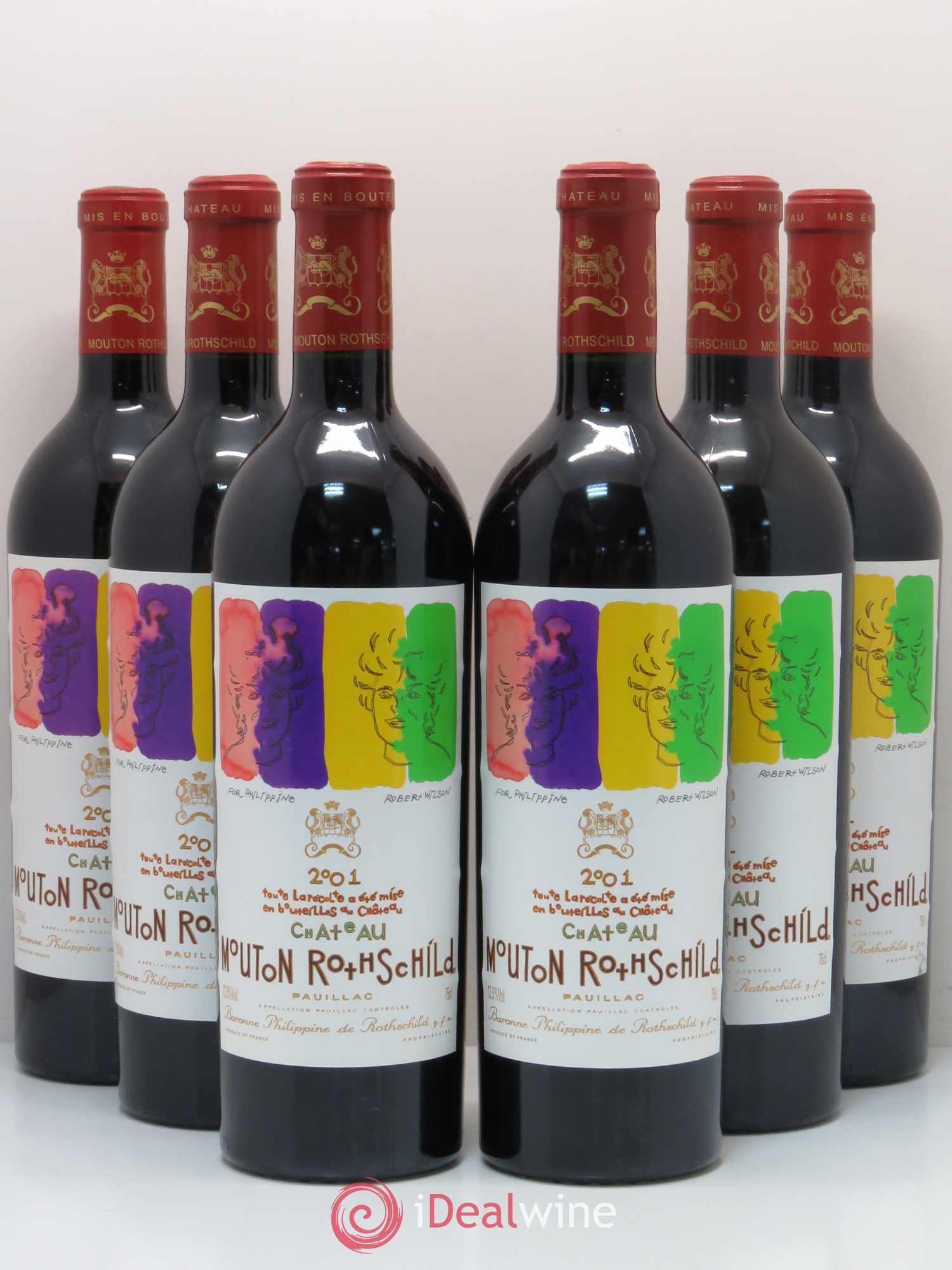 Château Mouton Rothschild 1er Grand Cru Classé 2001 - Lot de 6 bouteilles - 0