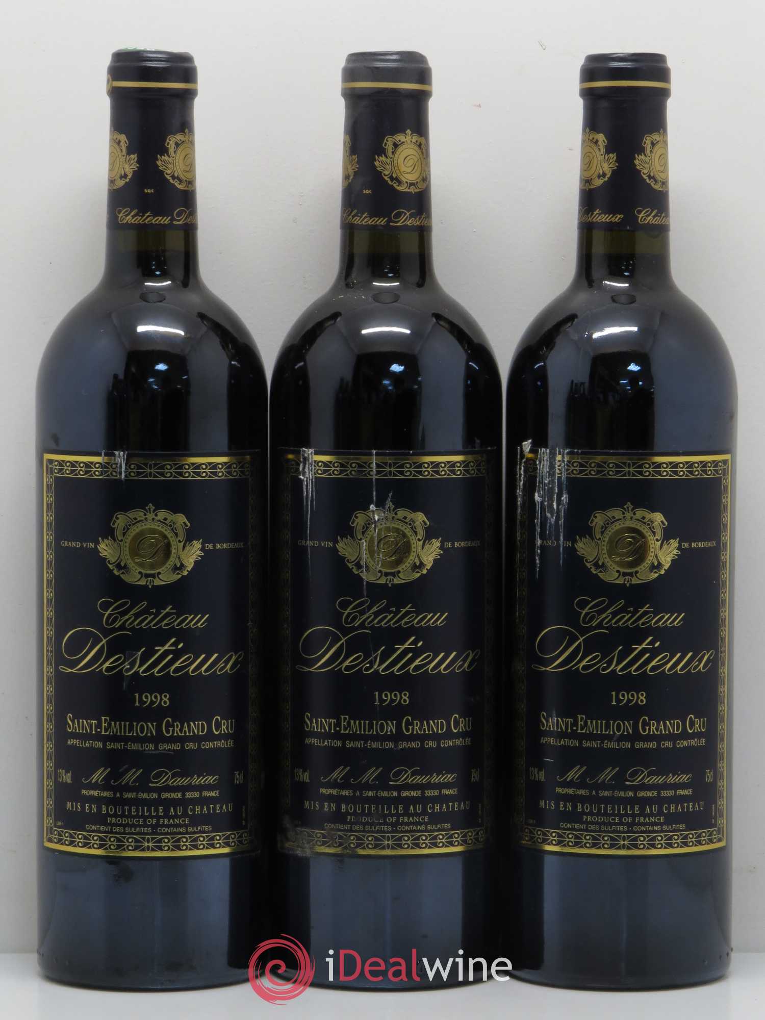 Château Destieux Grand Cru Classé 1998 - Lot de 6 bouteilles - 1