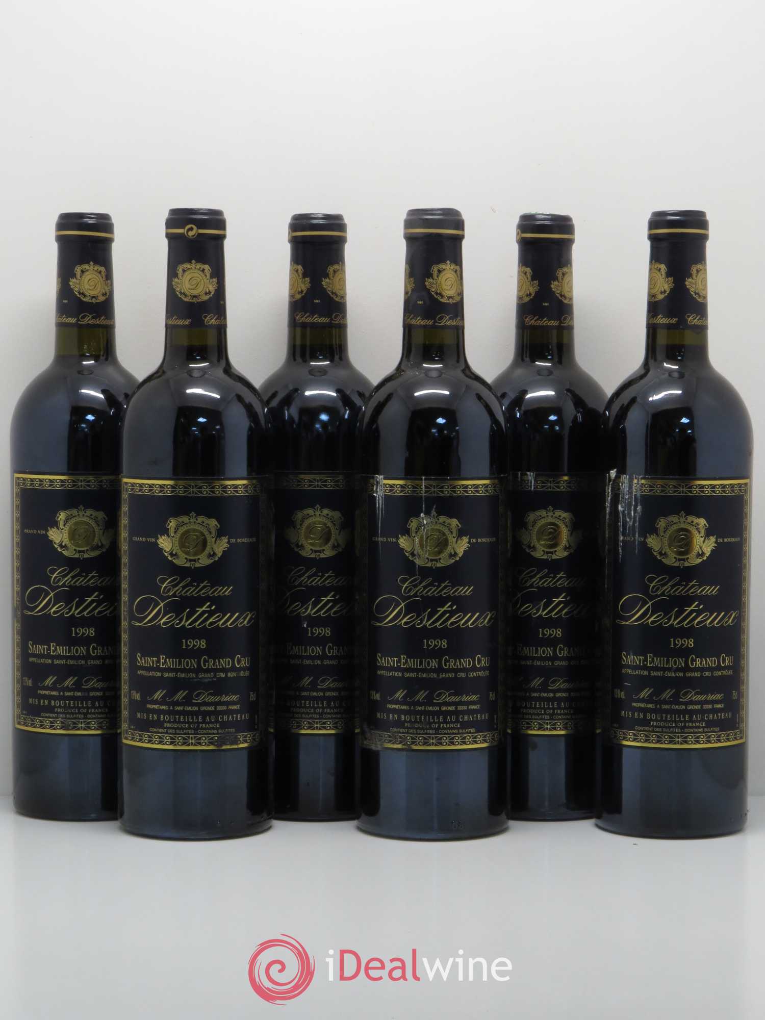 Château Destieux Grand Cru Classé 1998 - Lot de 6 bouteilles - 0