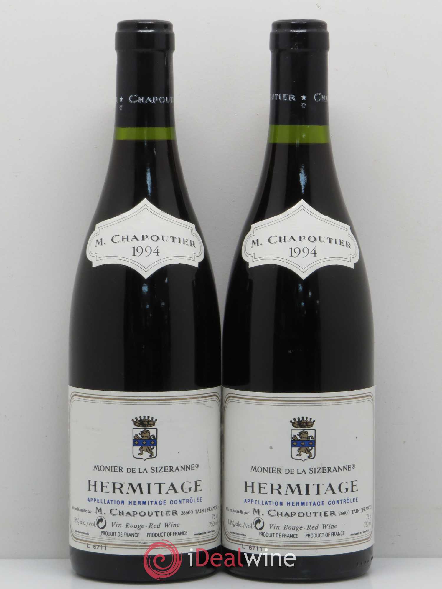 Hermitage Monier de La Sizeranne Chapoutier 1994 - Lot de 2 bouteilles - 0