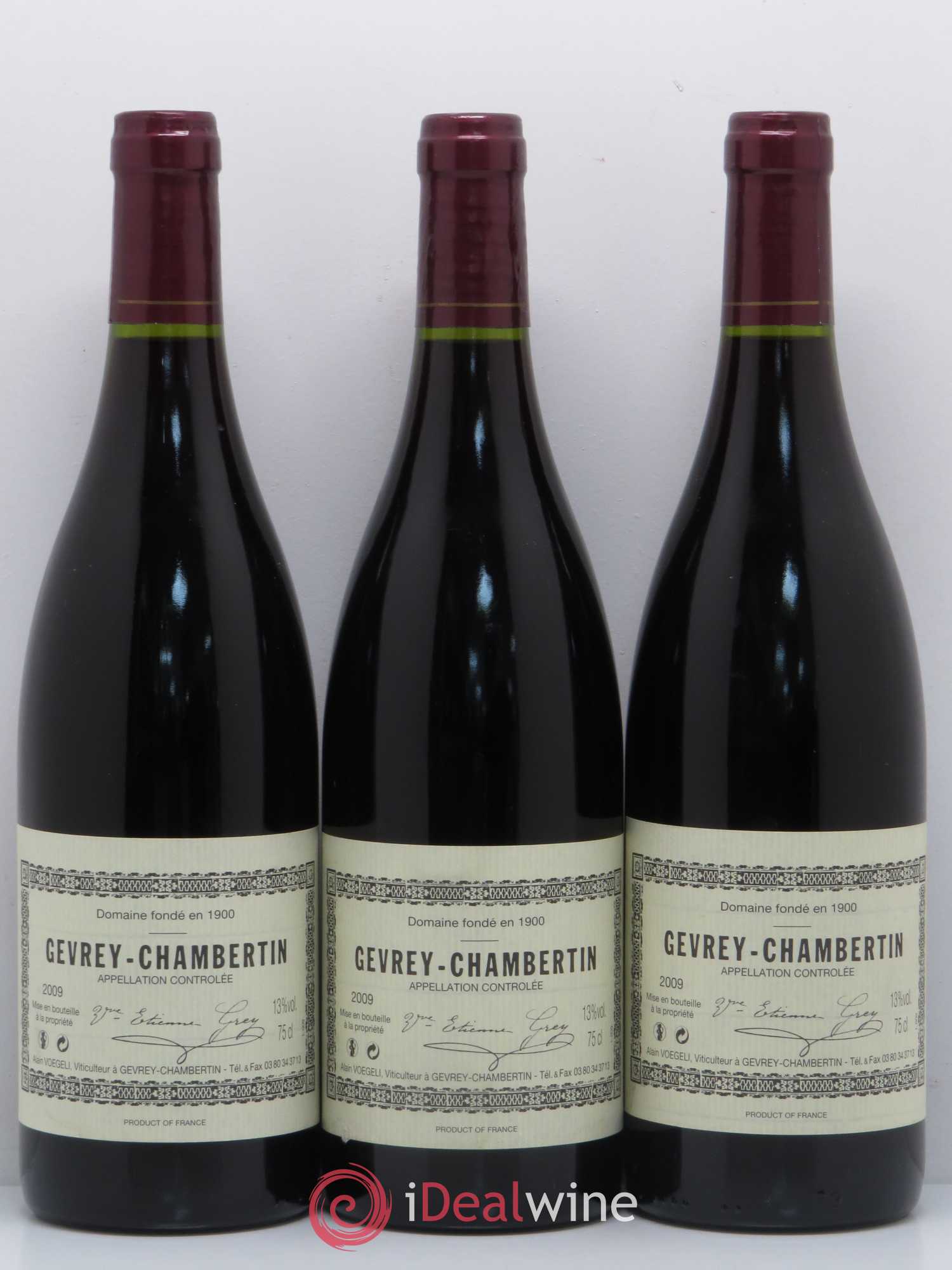 Gevrey-Chambertin Veuve Etienne Grey Alain Voegeli 2009 - Lot de 3 bouteilles - 0
