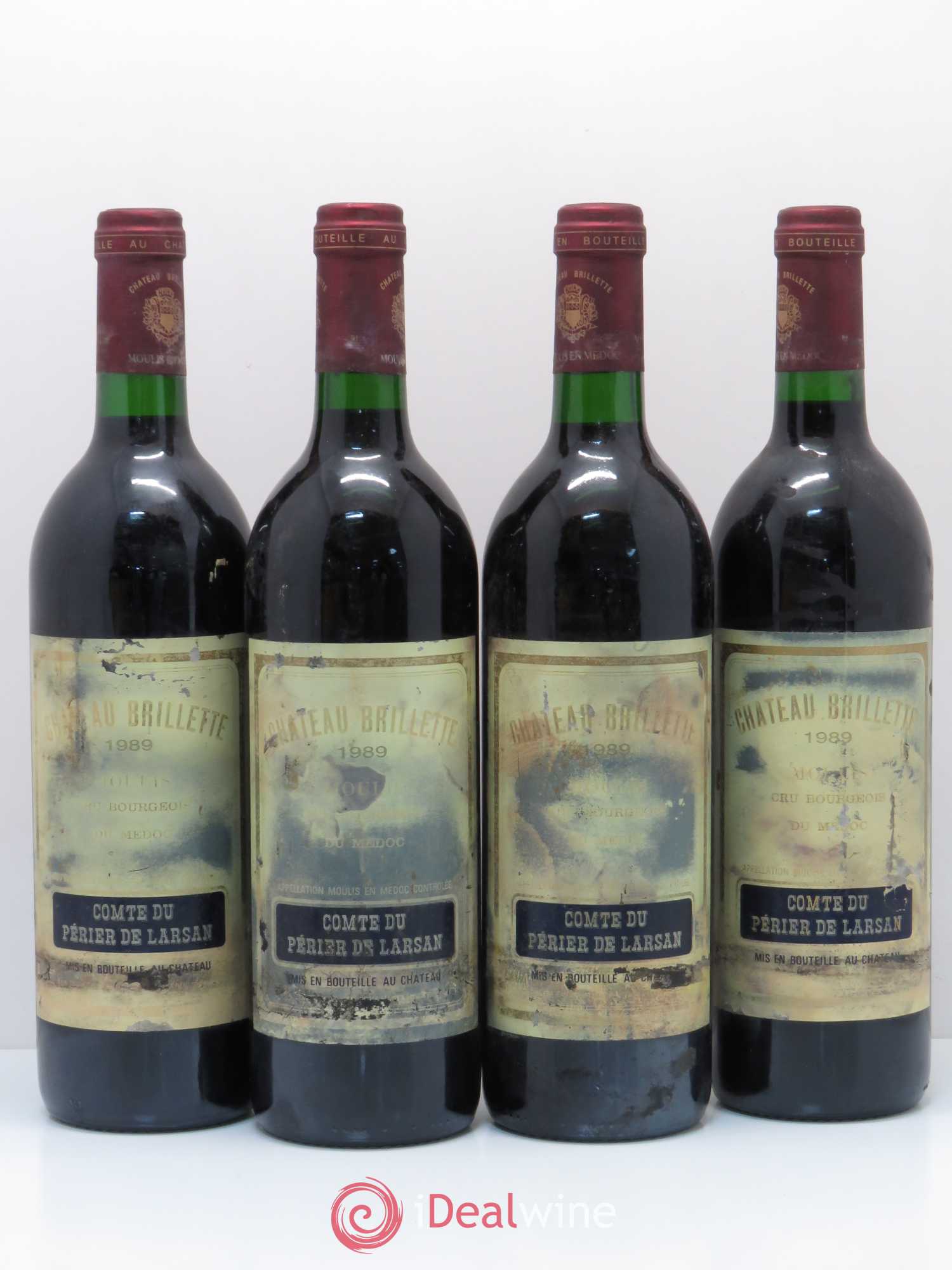 Château Brillette Cru Bourgeois 1989 - Lot de 4 bouteilles - 0