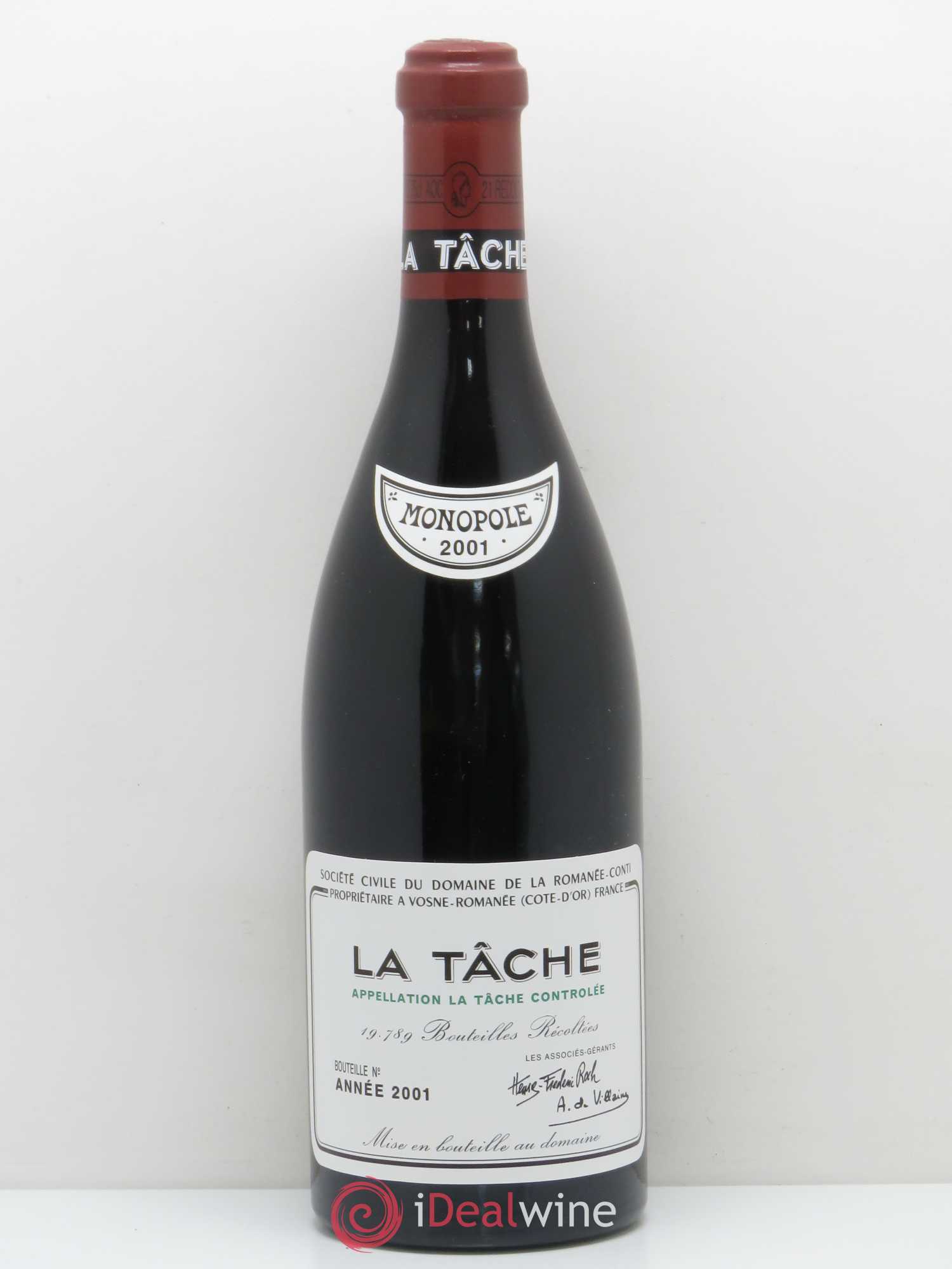La Tâche Grand Cru Domaine de la Romanée-Conti 2001 - Lot de 1 bouteille - 0