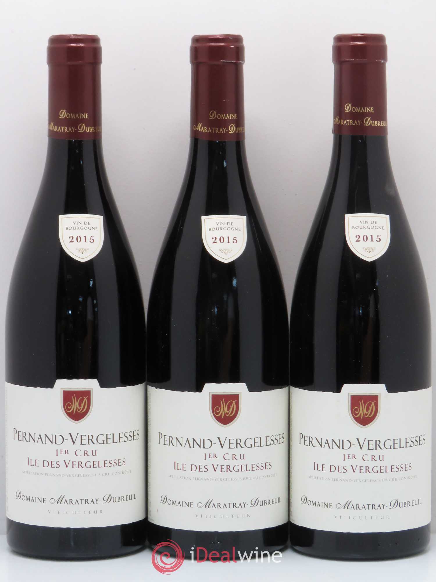 Pernand-Vergelesses 1er Cru Île Des Vergelesses Domaine Dubreuil Fontaine 2015 - Posten von 3 Flaschen - 0