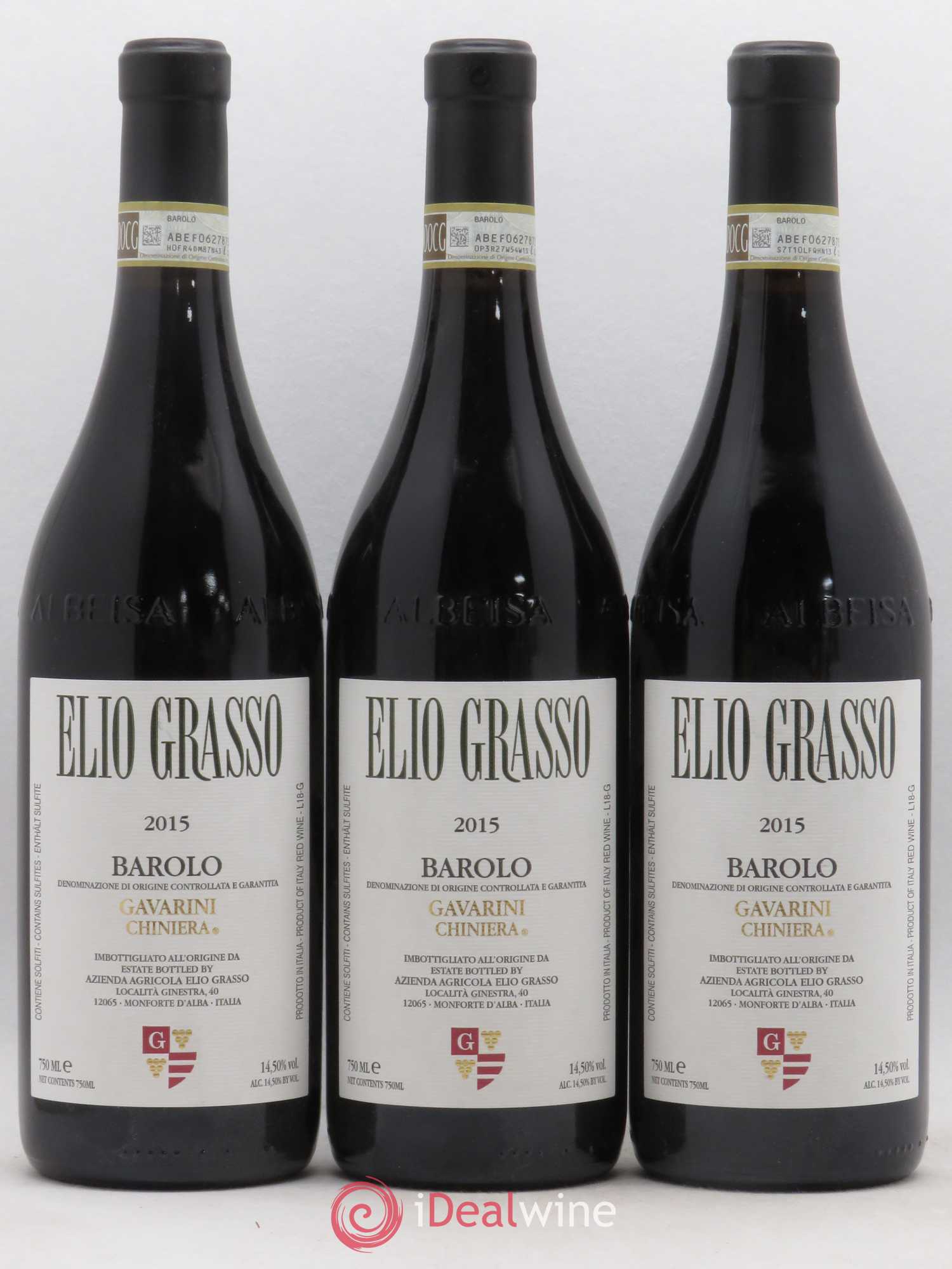 Barolo Gavarini Chiniera Elio Grasso 2015 - Lot de 3 bouteilles - 0