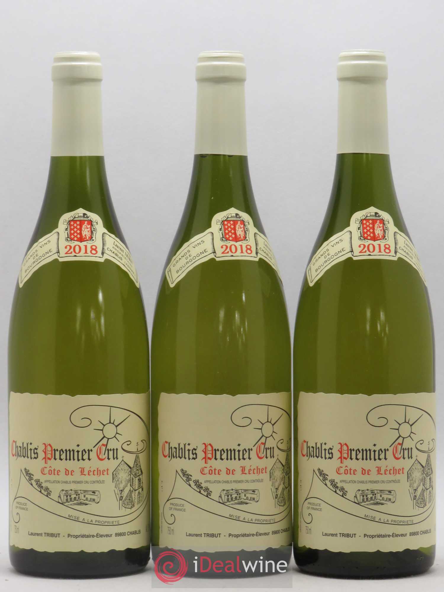 Chablis 1er Cru Côte de Lechet Laurent Tribut 2018 - Lot de 3 bouteilles - 0