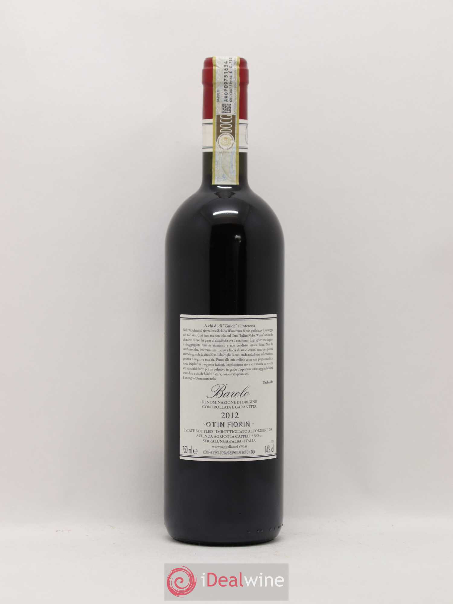 Barolo DOCG Pié Franco Cappellano 2012 - Lot de 1 bouteille - 1