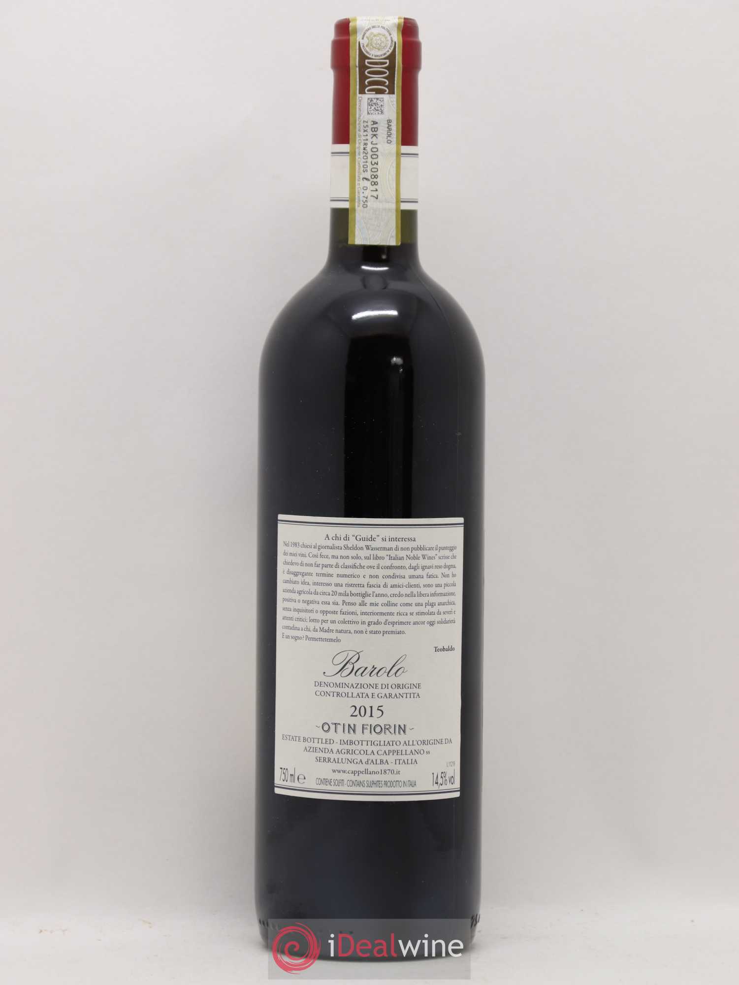 Barolo DOCG Pié Franco Cappellano 2015 - Lot de 1 bouteille - 1
