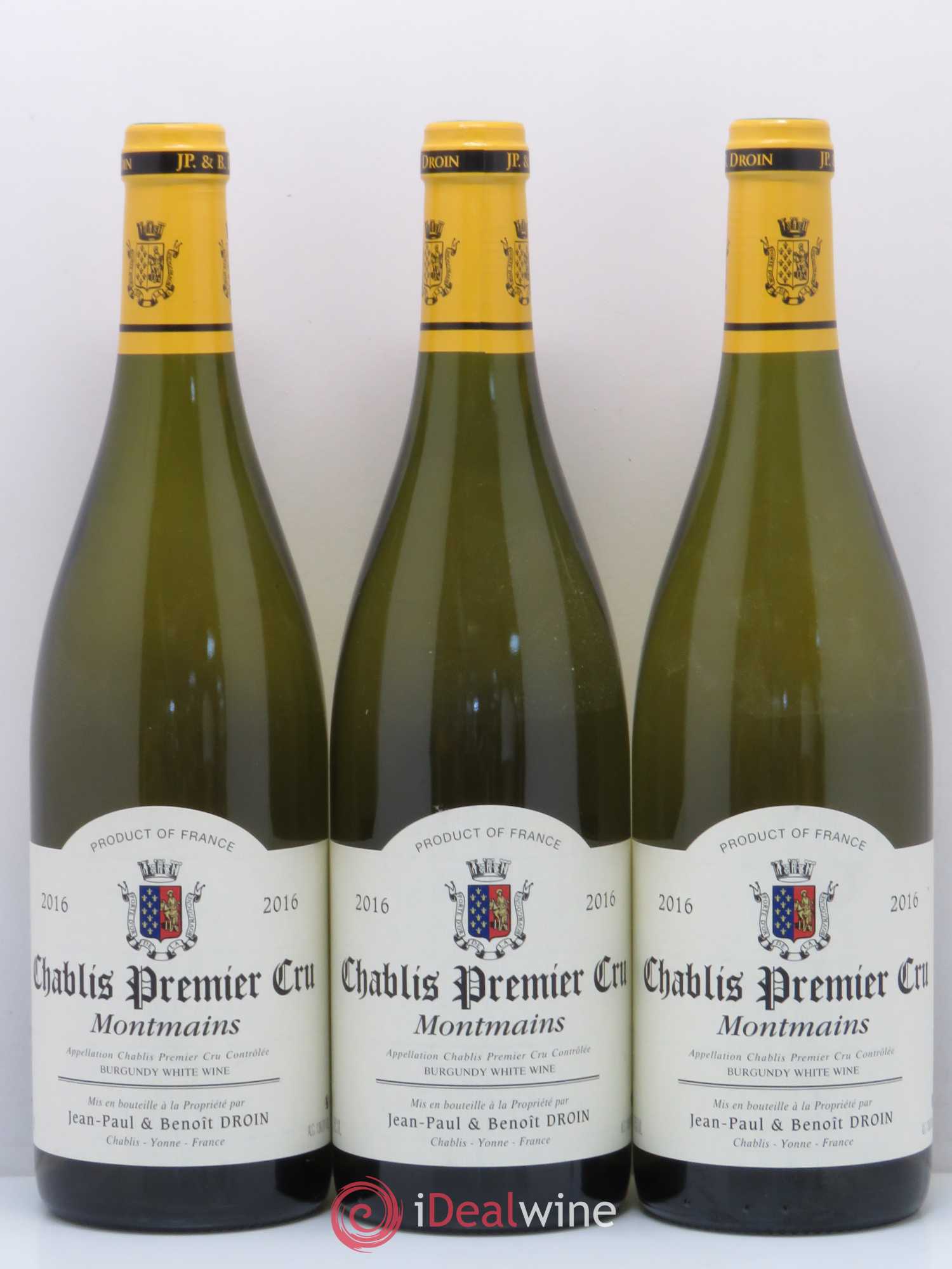 Chablis 1er Cru Montmains Jean-Paul & Benoît Droin (Domaine) 2016 - Lot de 3 bouteilles - 0