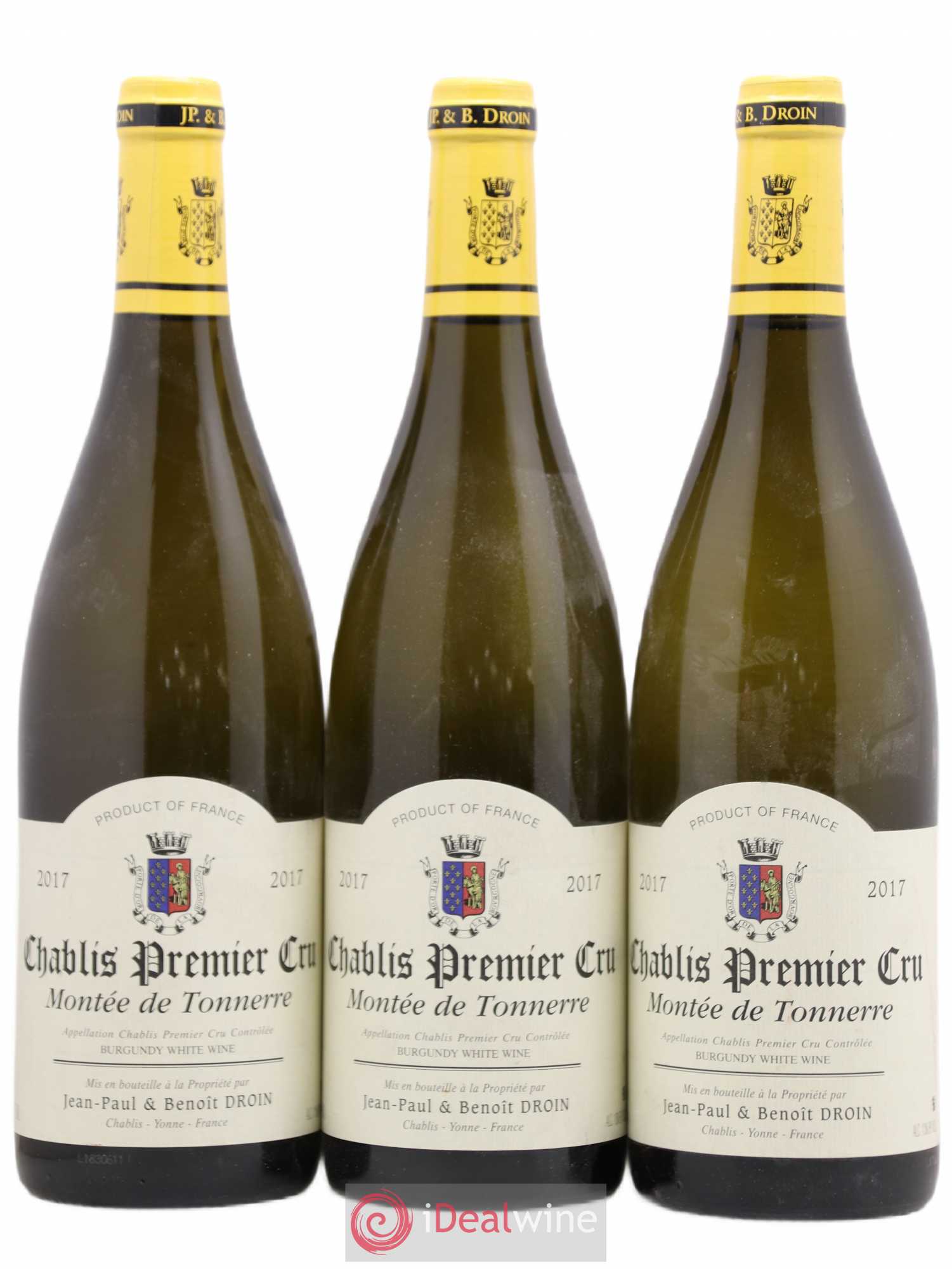 Chablis 1er Cru Montée de Tonnerre Jean-Paul & Benoît Droin (Domaine) 2017 - Lot de 3 bouteilles - 0