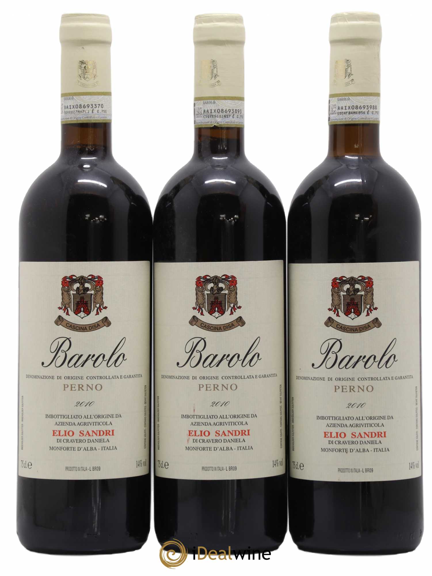 Barolo Perno Elio Sandri 2010 - Lot de 3 bouteilles - 0