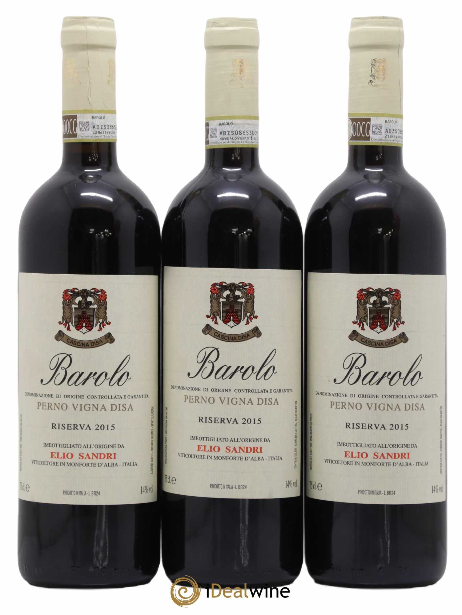 Barolo Riserva Perno Vigna Disa Elio Sandri 2015 - Lot de 3 bouteilles - 0