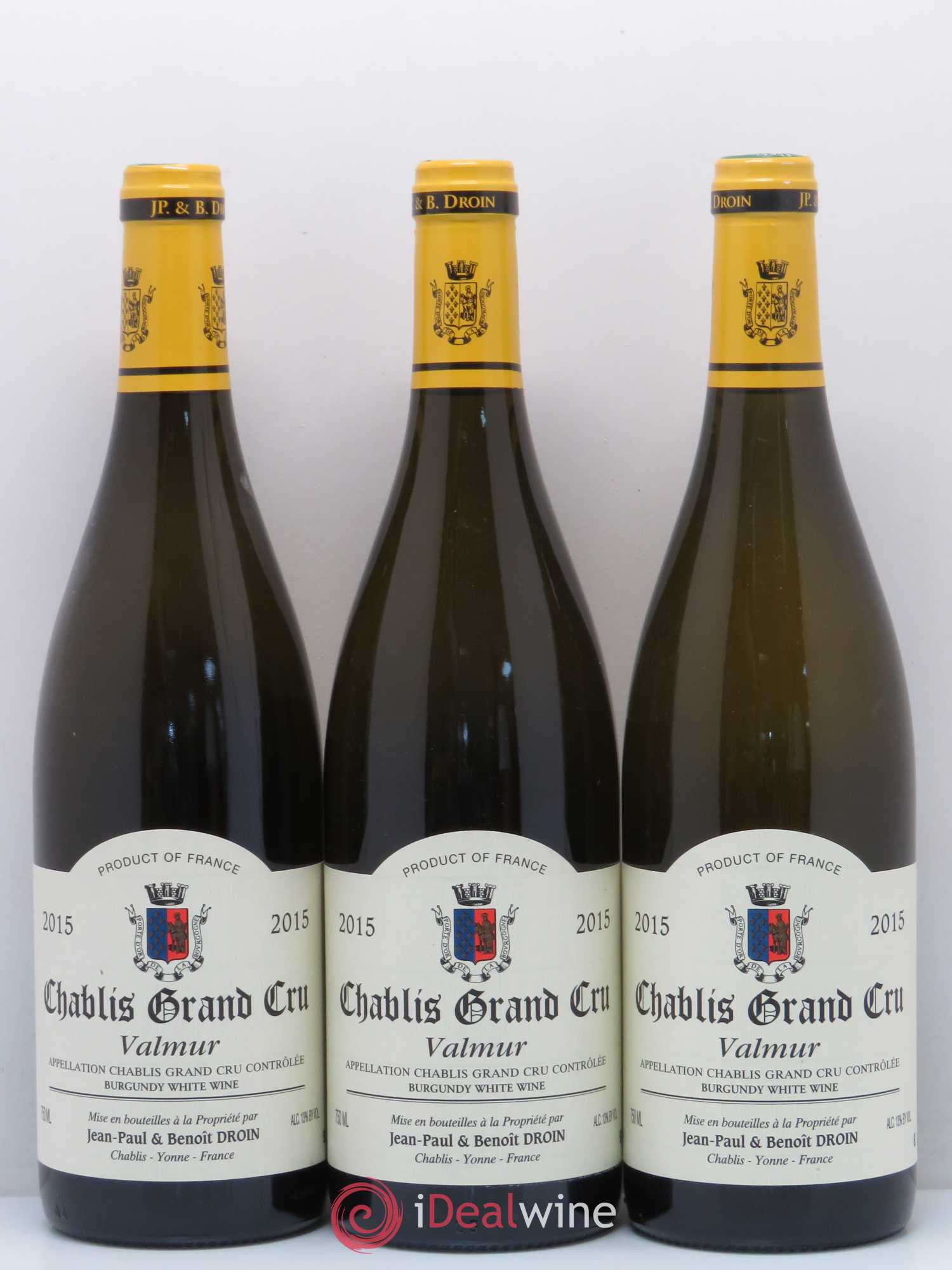 Chablis Grand Cru Valmur Jean-Paul & Benoît Droin (Domaine) 2015 - Lot de 3 bouteilles - 0