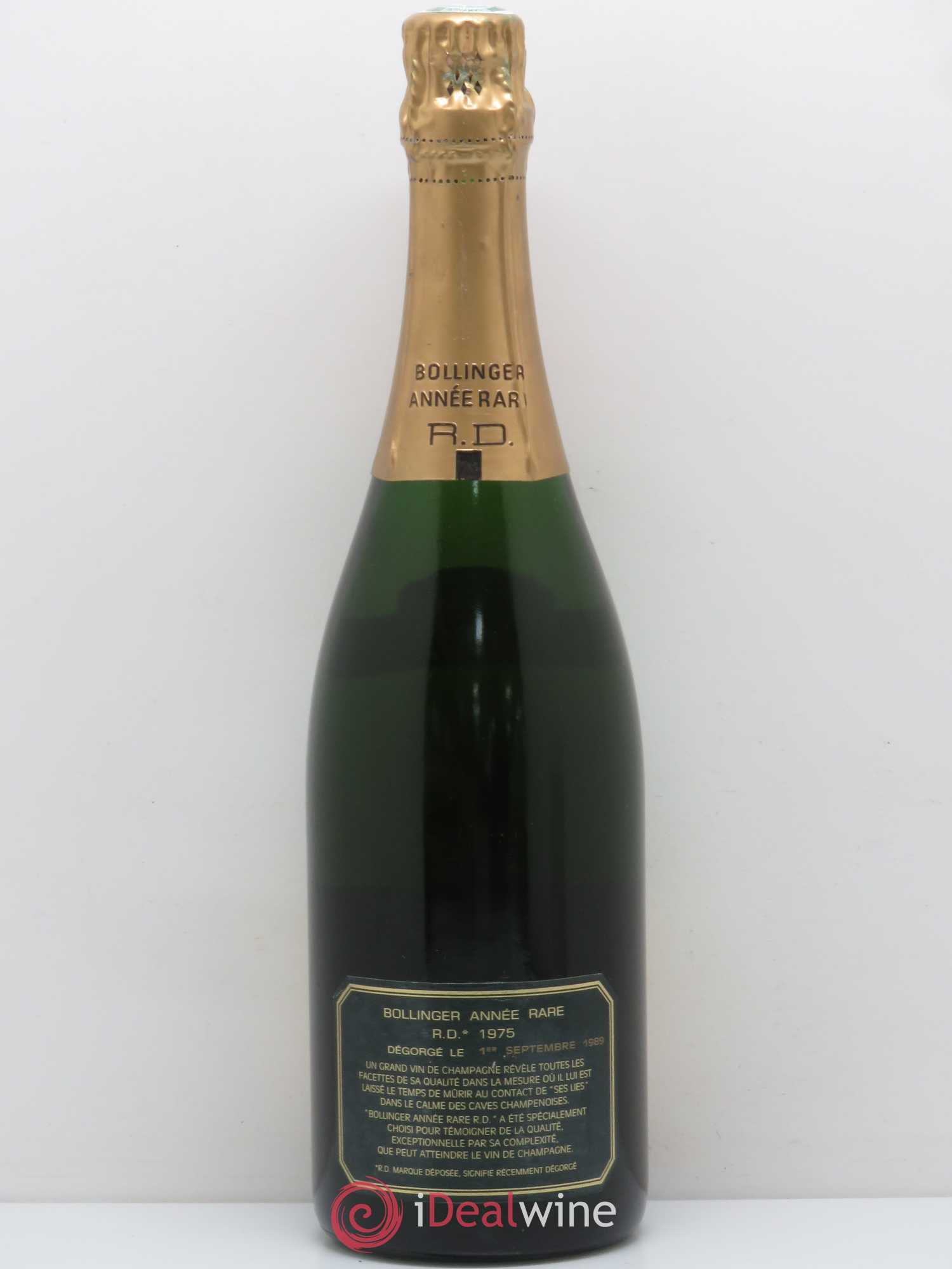 R.D. Extra-Brut Bollinger Année rare 1975 - Lot de 1 bouteille - 1