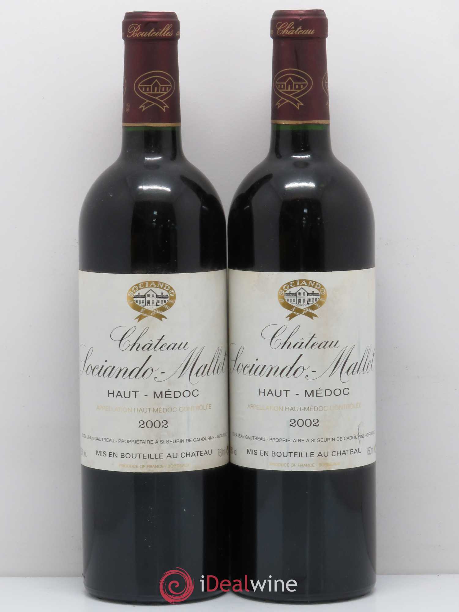 Château Sociando Mallet 2002 - Lot de 2 bouteilles - 0