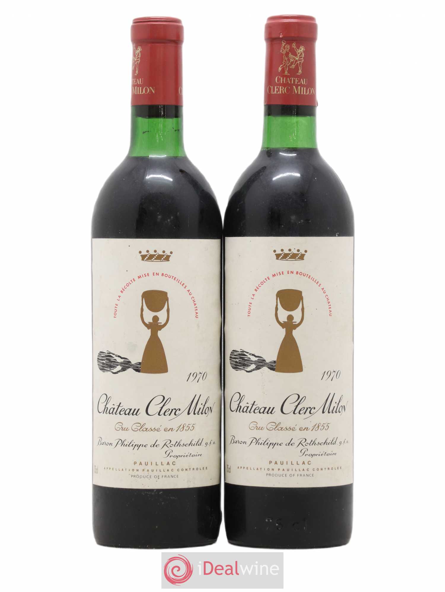 Château Clerc Milon 5ème Grand Cru Classé 1970 - Lot de 2 bouteilles - 0