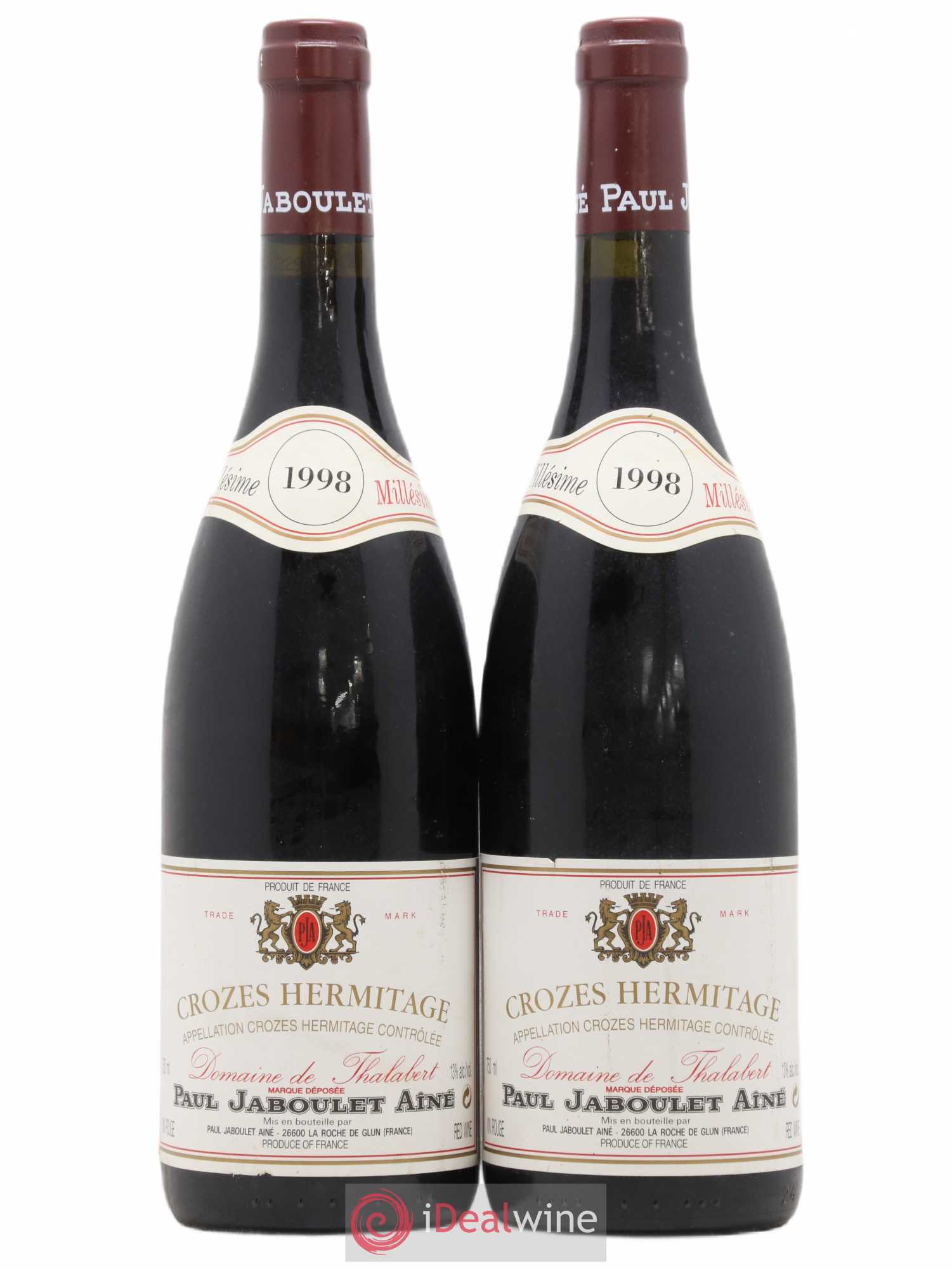 Crozes-Hermitage Domaine de Thalabert Paul Jaboulet Ainé 1998 - Lot de 2 bouteilles - 0