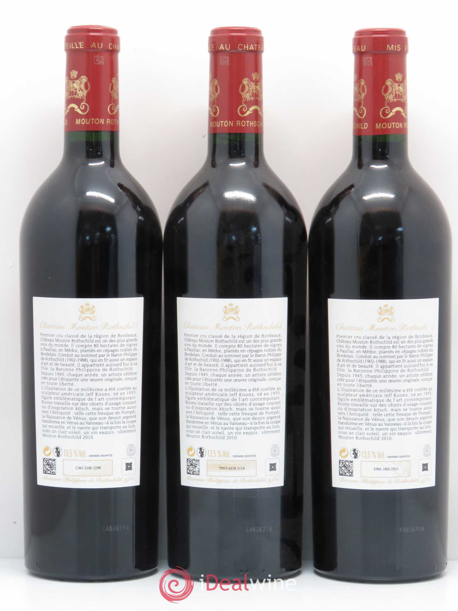 Château Mouton Rothschild 1er Grand Cru Classé 2010 - Lot de 3 bouteilles - 1