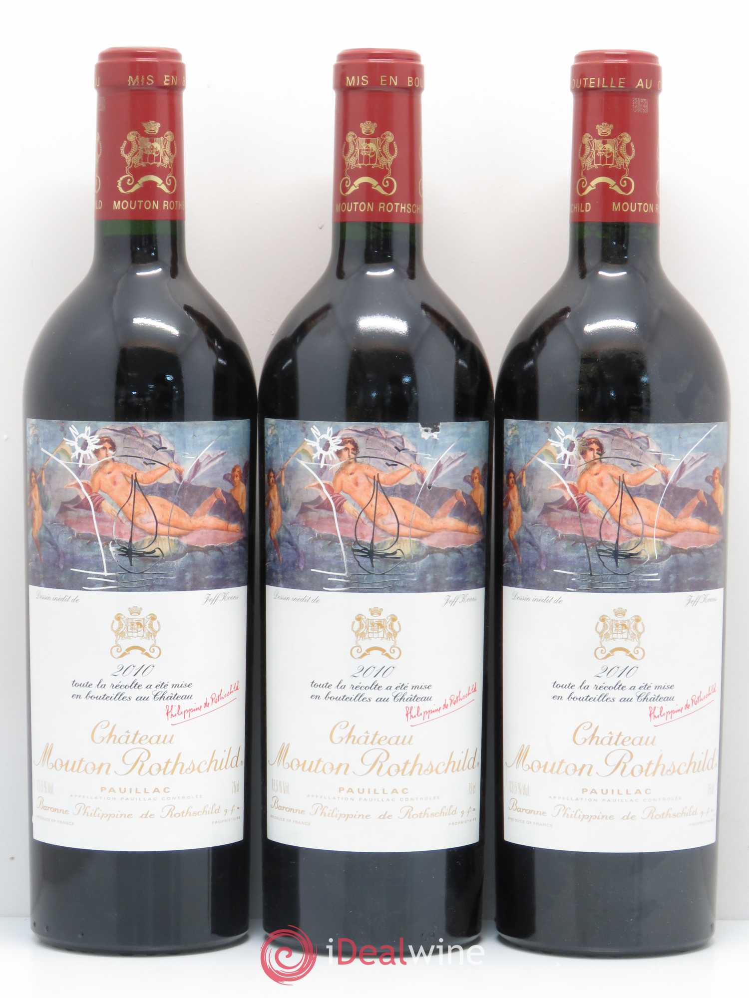 Château Mouton Rothschild 1er Grand Cru Classé 2010 - Lot de 3 bouteilles - 0