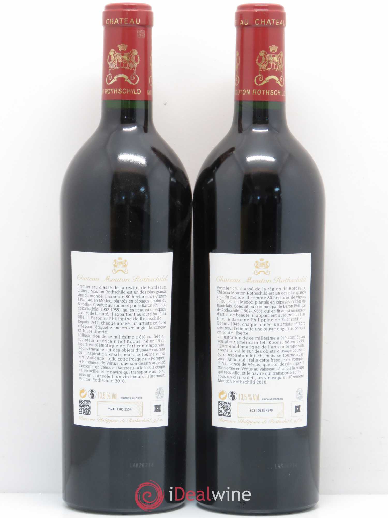 Château Mouton Rothschild 1er Grand Cru Classé 2010 - Lot de 2 bouteilles - 1