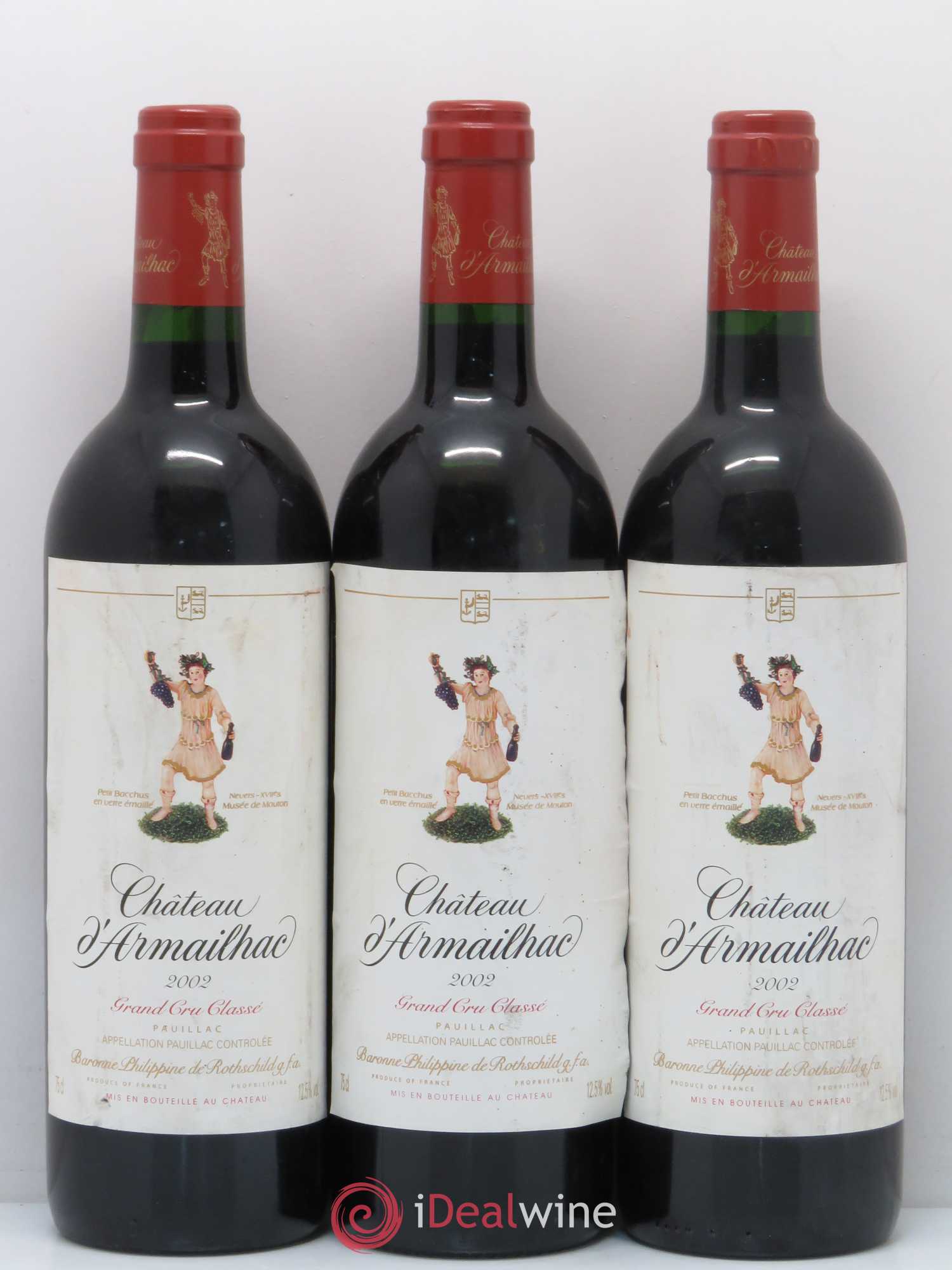 Château d' Armailhac - Mouton Baron(ne) Philippe 5ème Grand Cru Classé 2002 - Lot de 12 bouteilles - 1