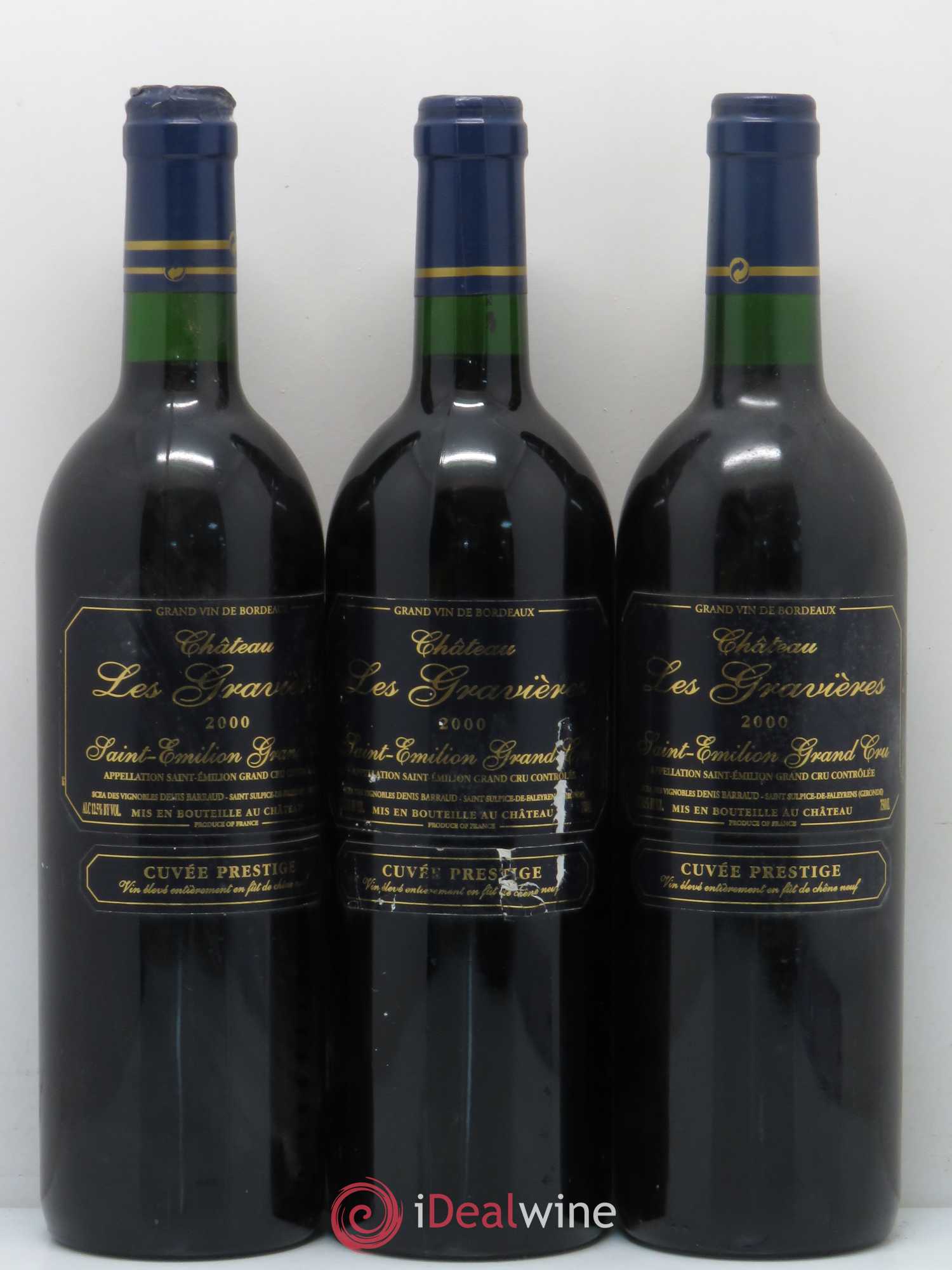 Saint-Émilion Château Les Gravières Cuvée Prestige 2000 - Posten von 6 Flaschen - 1