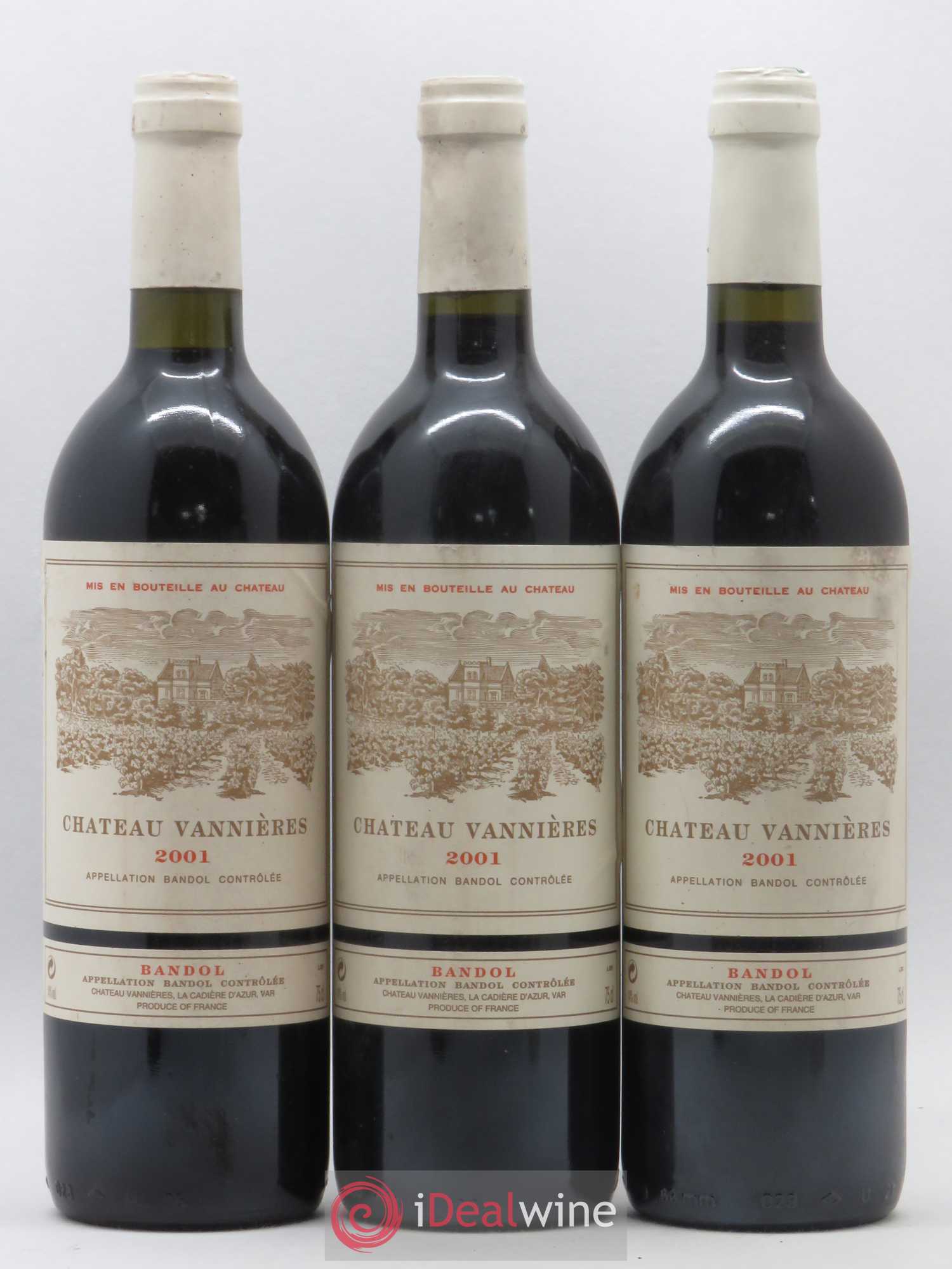 Bandol Château Vannières Éric et Charles-Éric Boisseaux 2001 - Lot de 3 bouteilles - 0