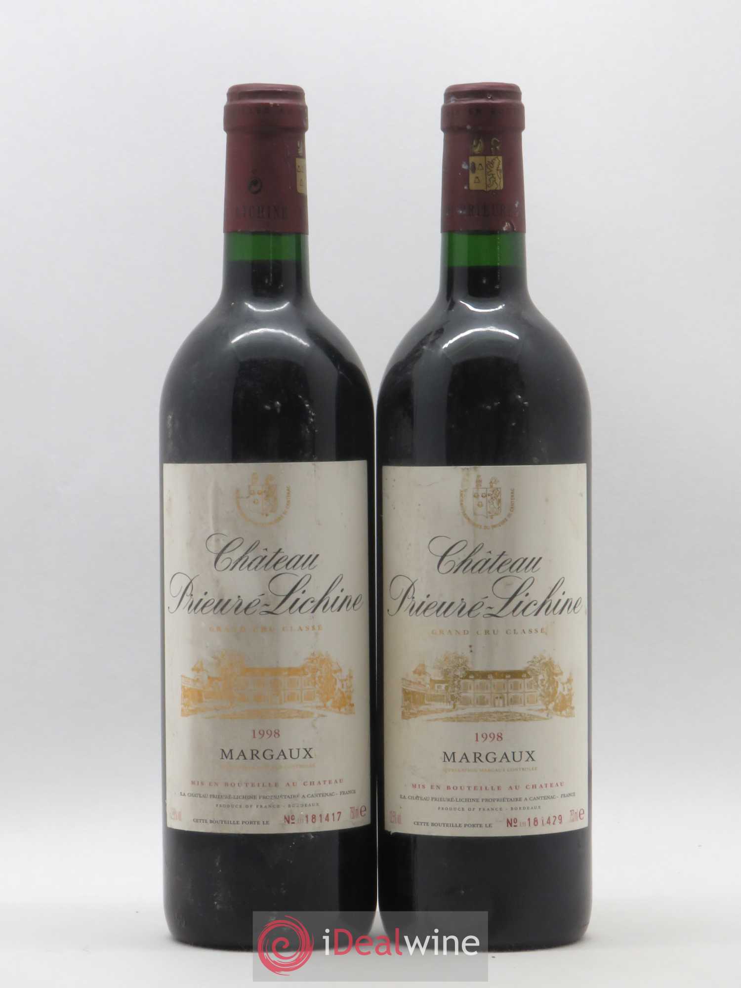 Château Prieuré Lichine 4ème Grand Cru Classé 1998 - Lot de 2 bouteilles - 0
