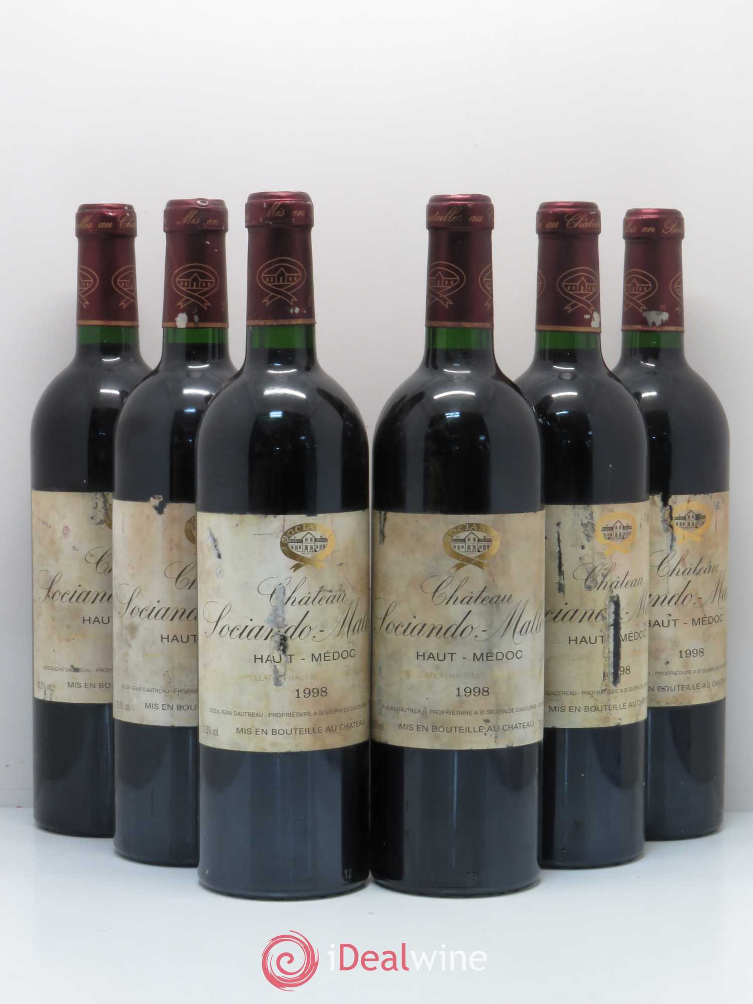 Château Sociando Mallet 1998 - Lot de 6 bouteilles - 0