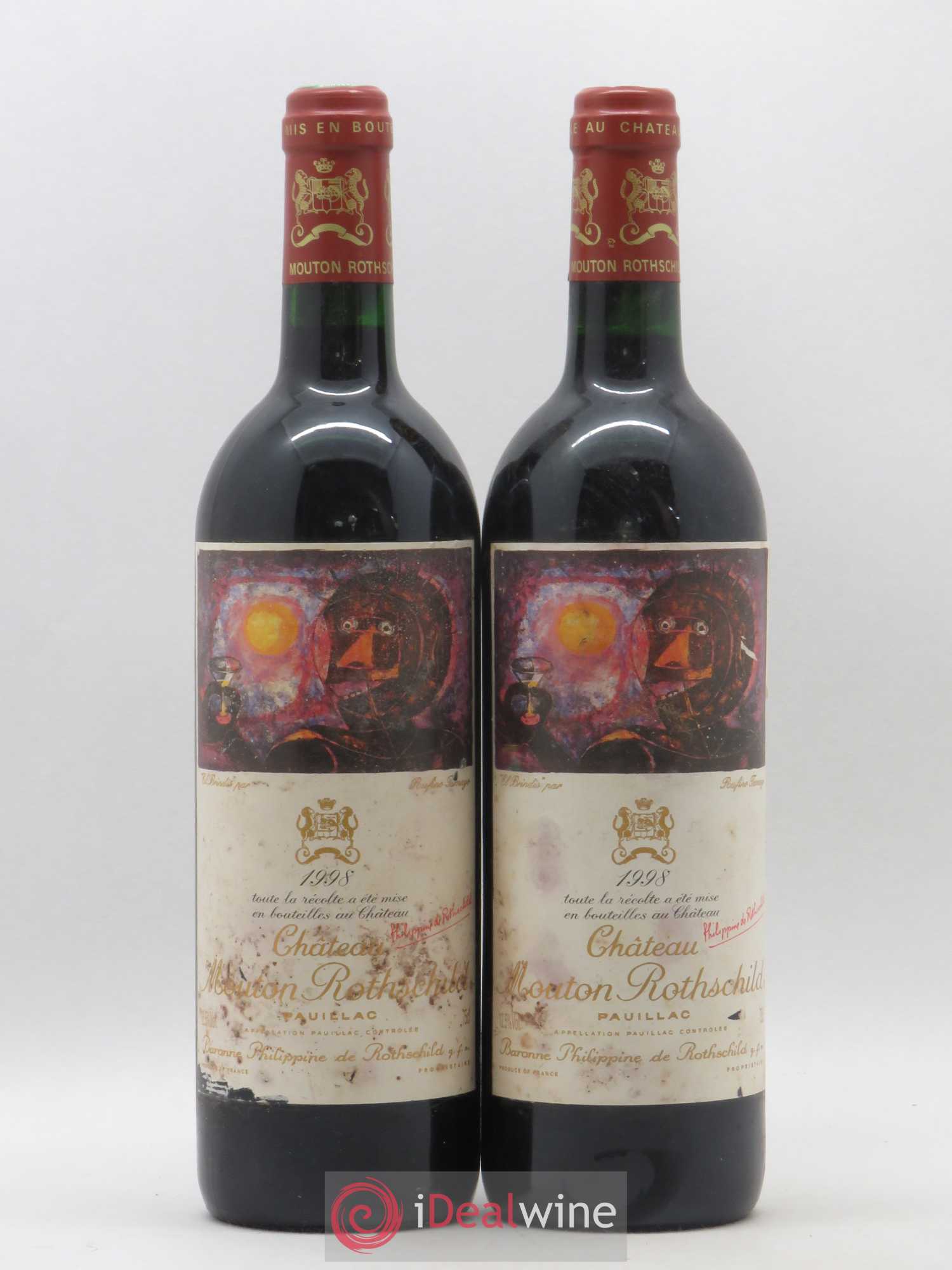 Château Mouton Rothschild 1er Grand Cru Classé 1998 - Lot de 2 bouteilles - 0