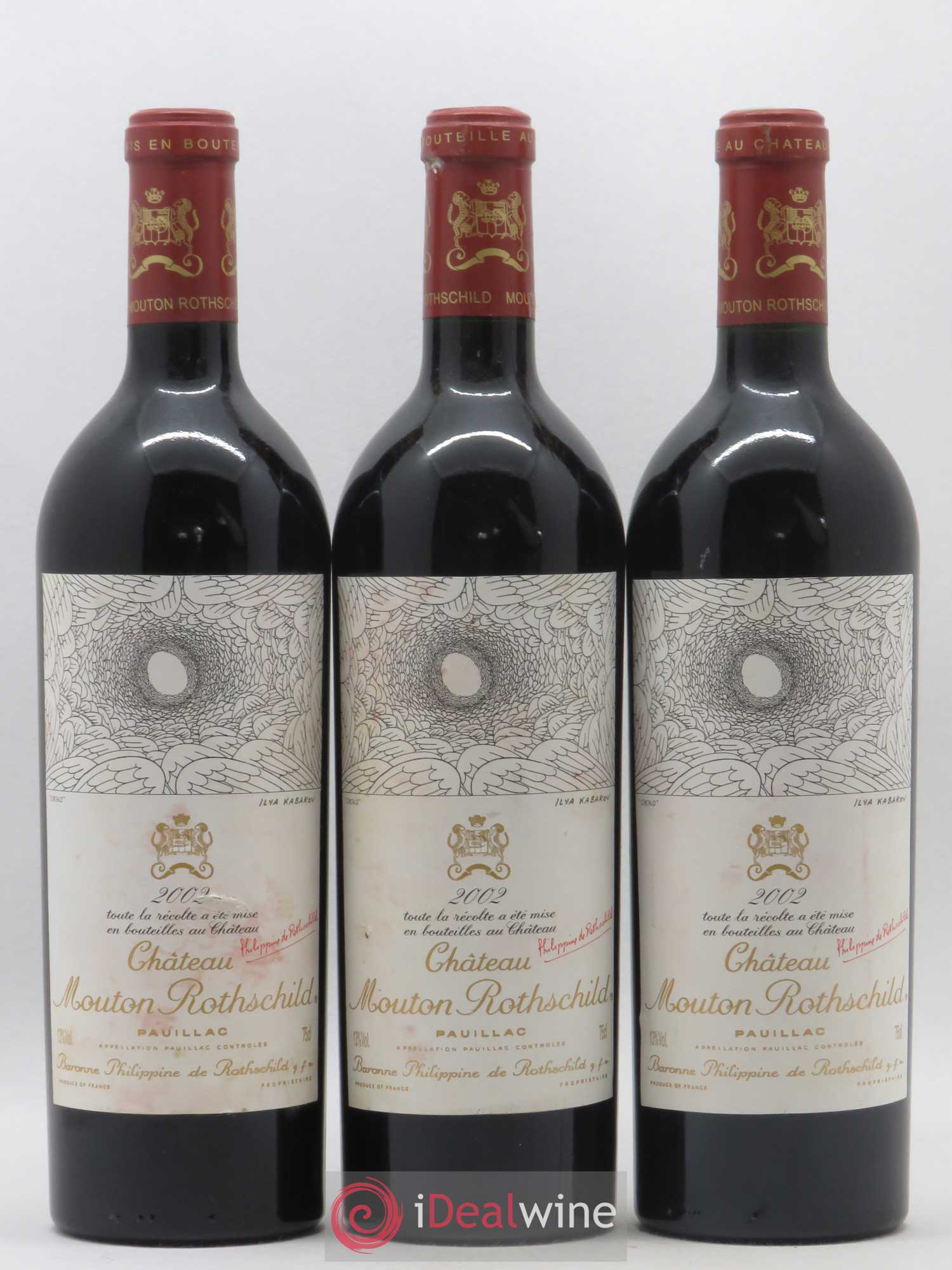 Château Mouton Rothschild 1er Grand Cru Classé 2002 - Lot de 3 bouteilles - 0