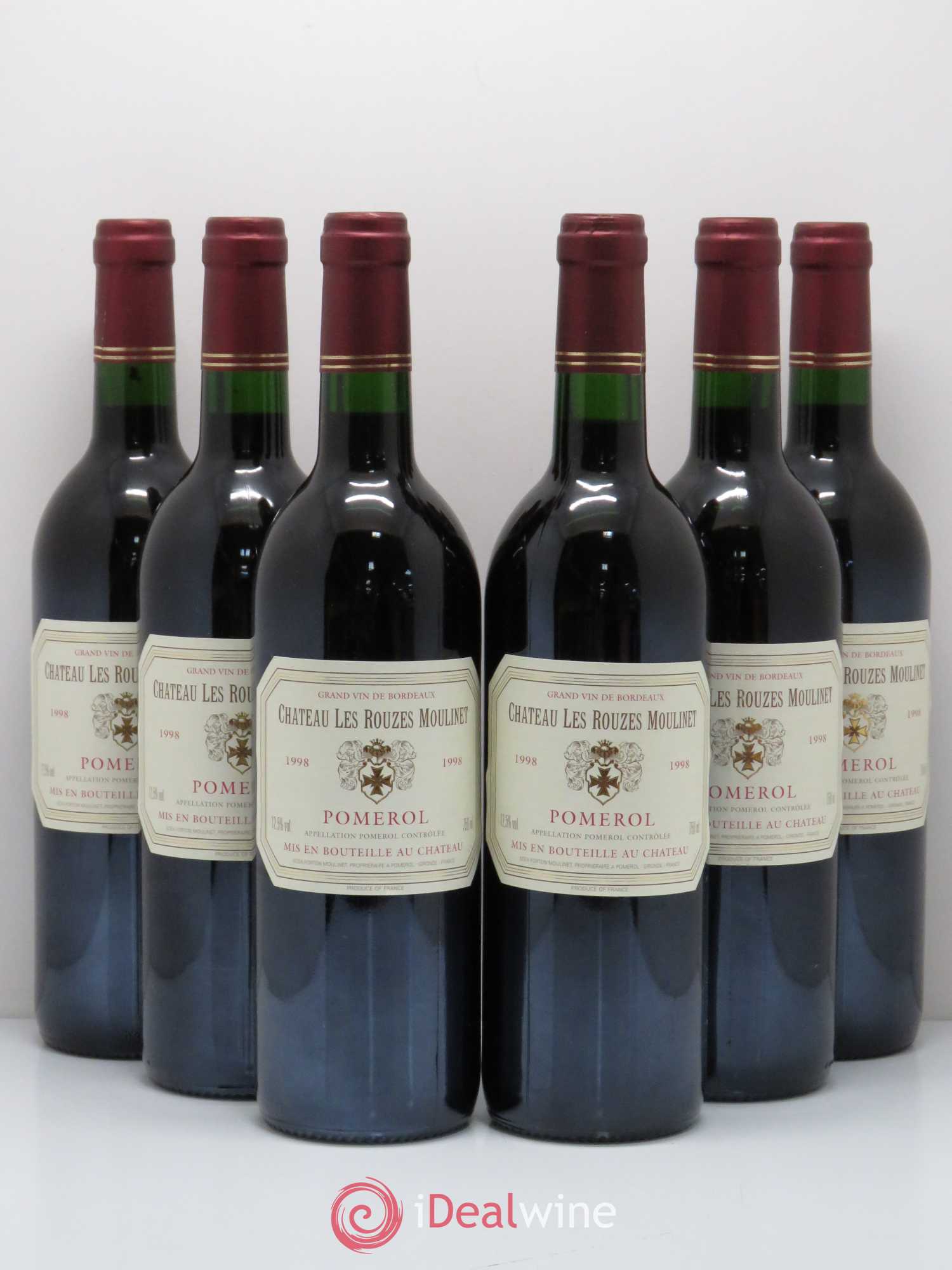 Pomerol Les Rouzes Moulinet 1998 - Lot de 6 bouteilles - 0