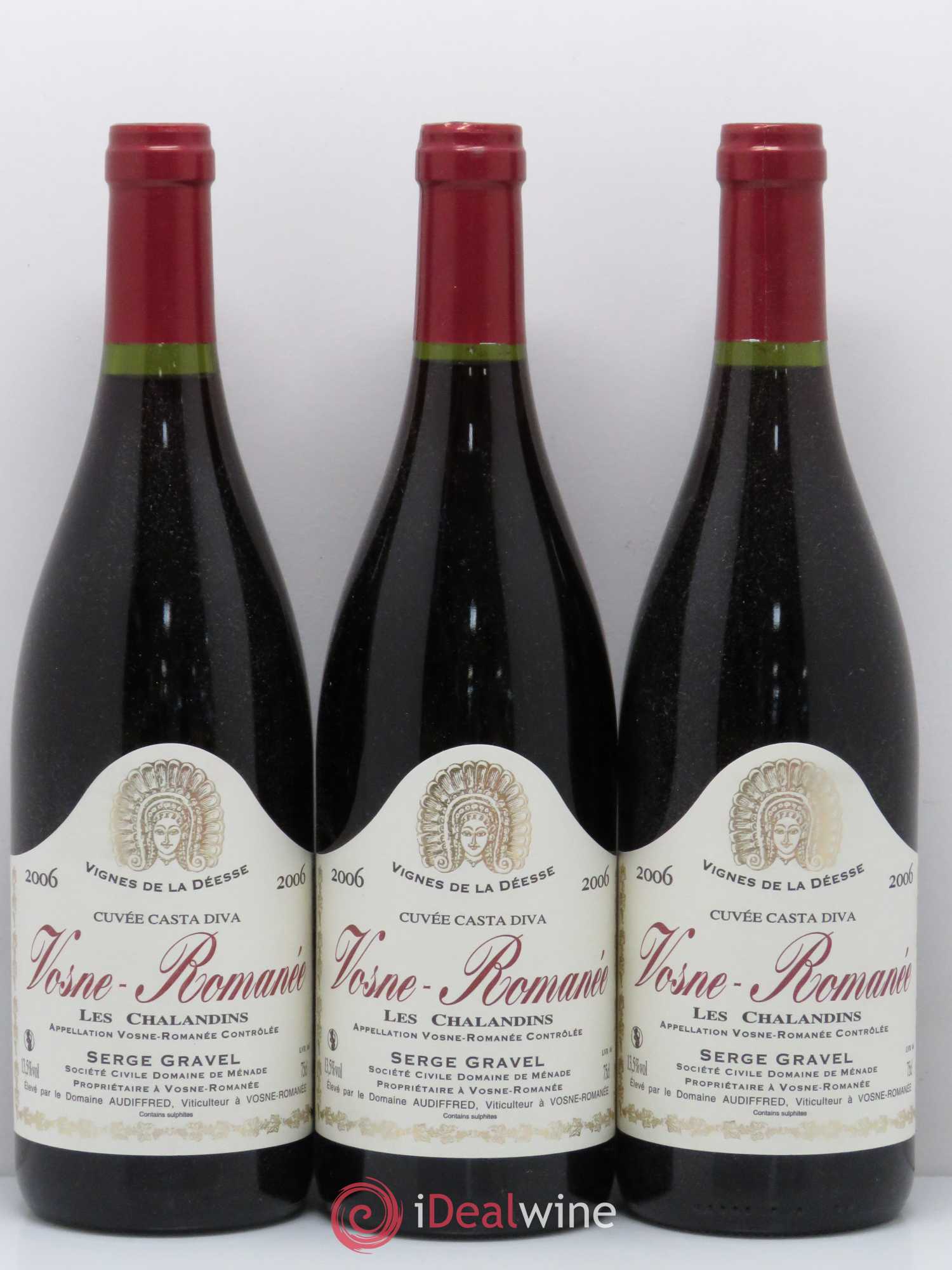 Vosne-Romanée les Chalandins Cuvée Casta Diva Serge Gravel 2006 - Posten von 3 Flaschen - 0