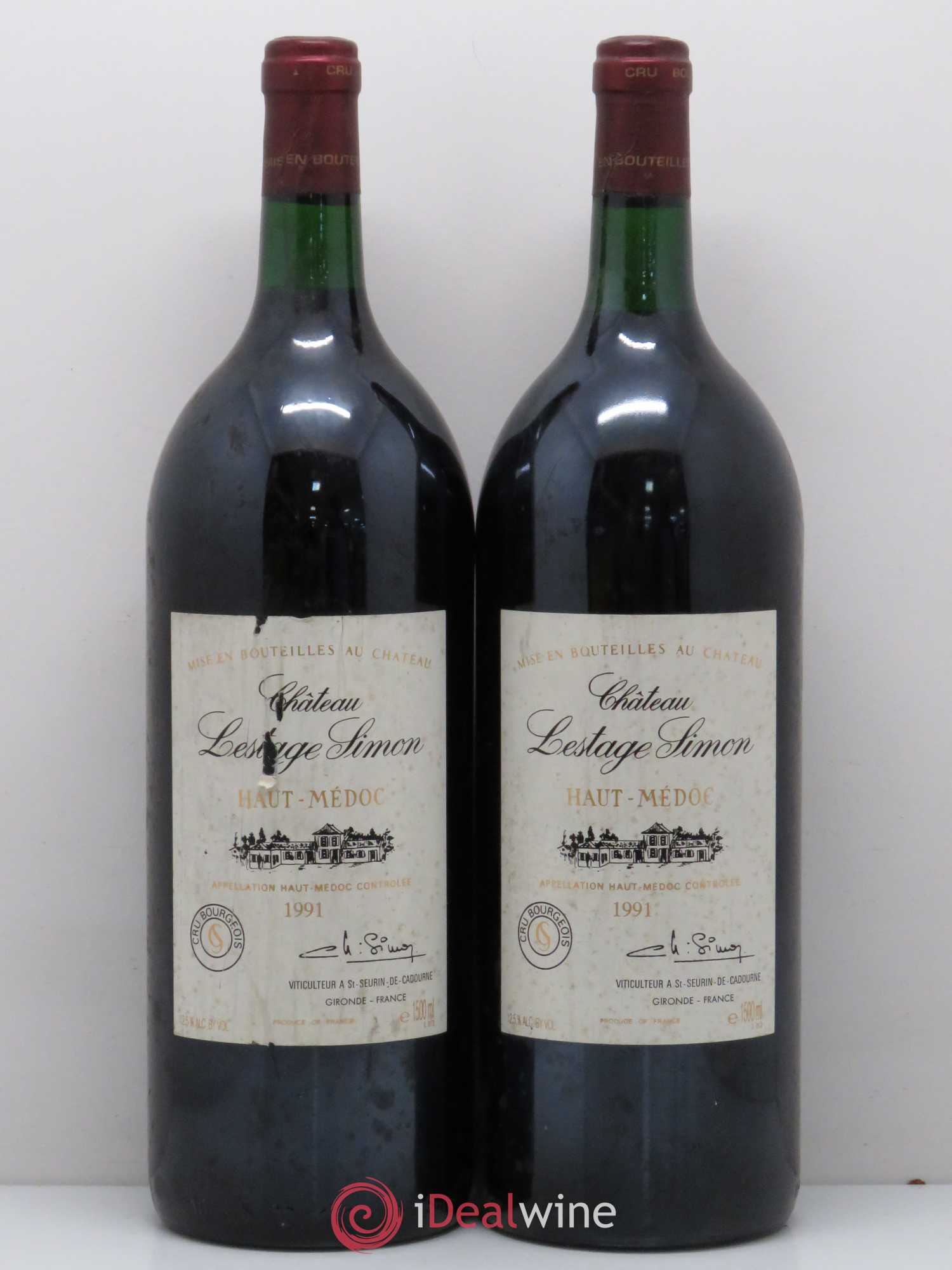 Château Lestage Simon Cru Bourgeois 1991 - Lot de 2 magnums - 0