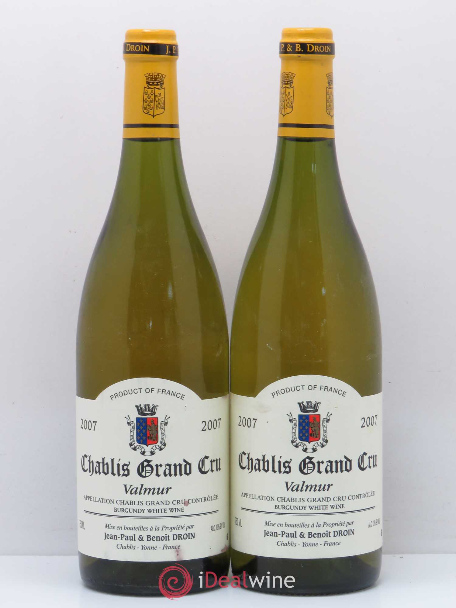 Chablis Grand Cru Valmur Jean-Paul & Benoît Droin (Domaine) 2007 - Lot de 2 bouteilles - 0