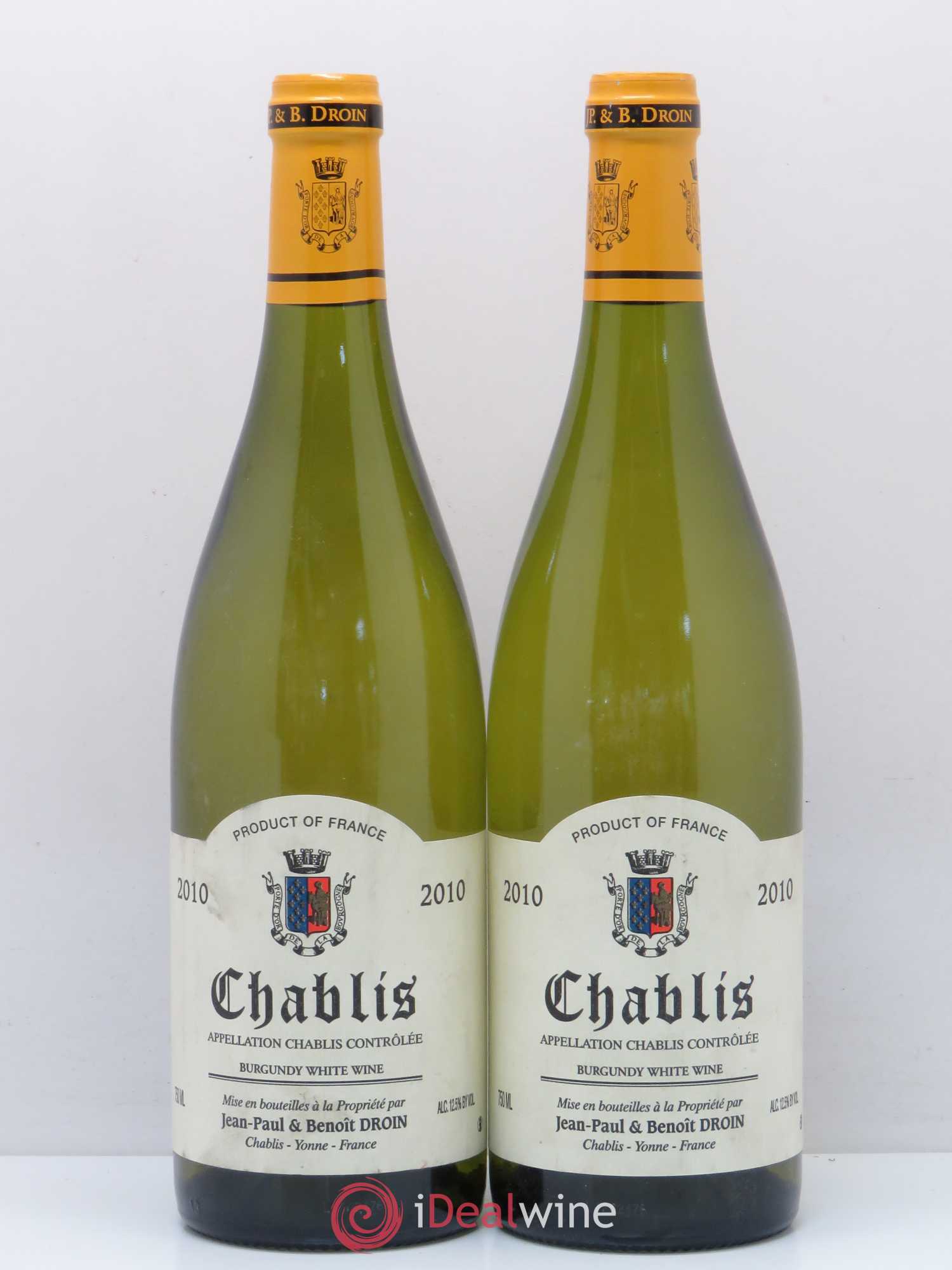 Chablis Jean-Paul & Benoît Droin (Domaine) 2010 - Lot de 2 bouteilles - 0
