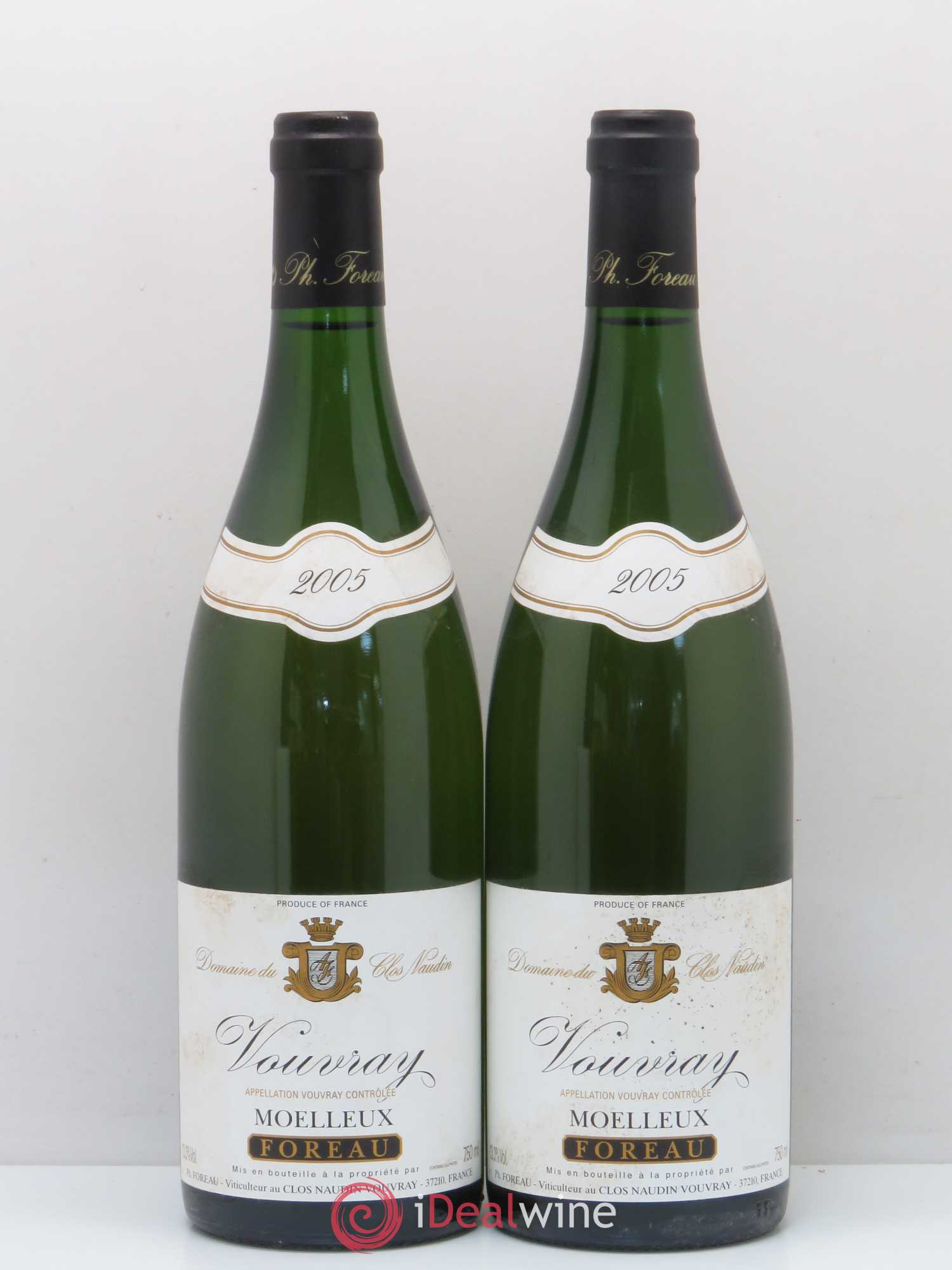 Vouvray Moelleux Clos Naudin - Philippe Foreau 2005 - Lotto di 2 bottiglie - 0