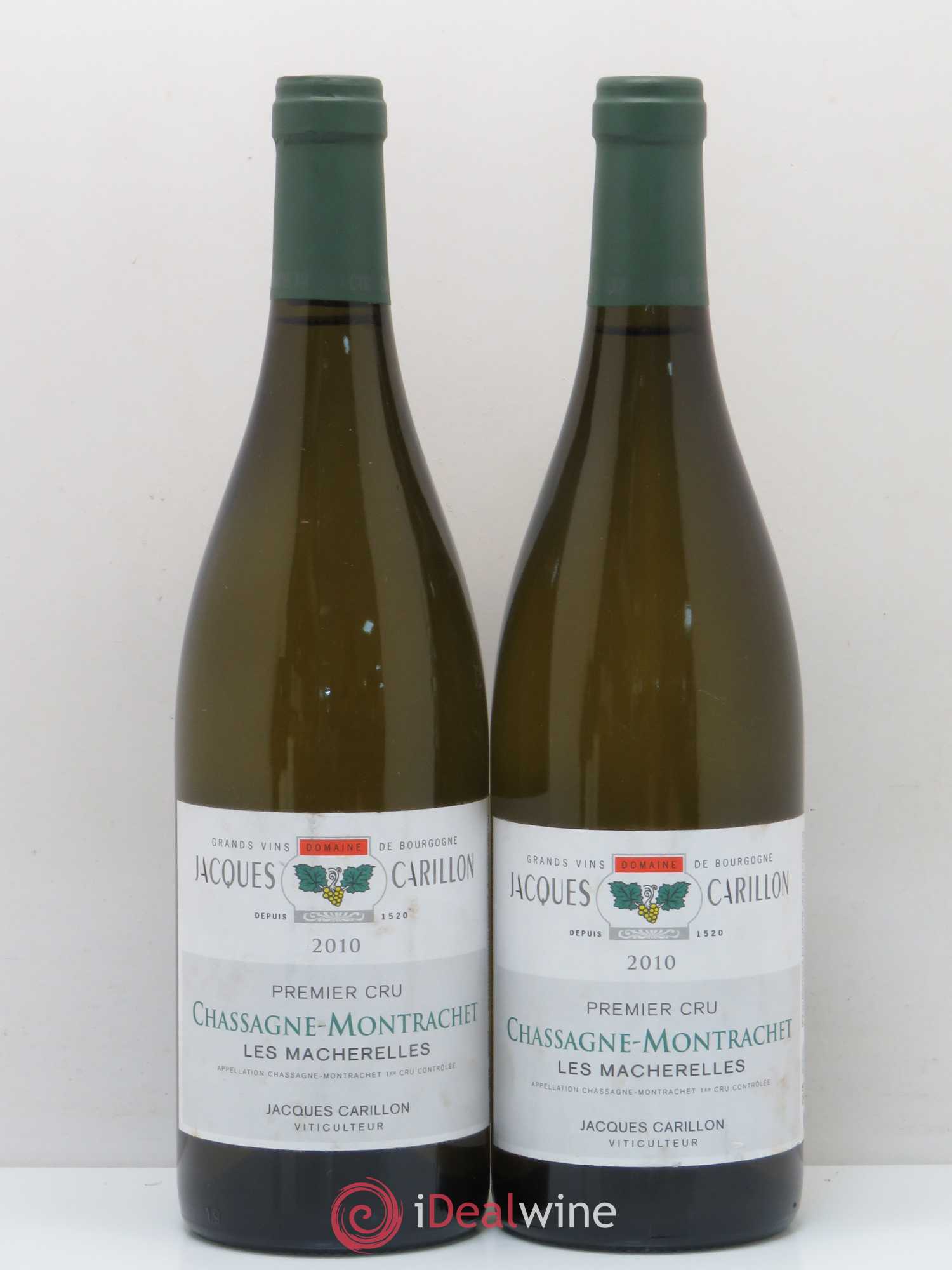 Chassagne-Montrachet 1er Cru Macherelles Jacques Carillon 2010 - Lot de 2 bouteilles - 0